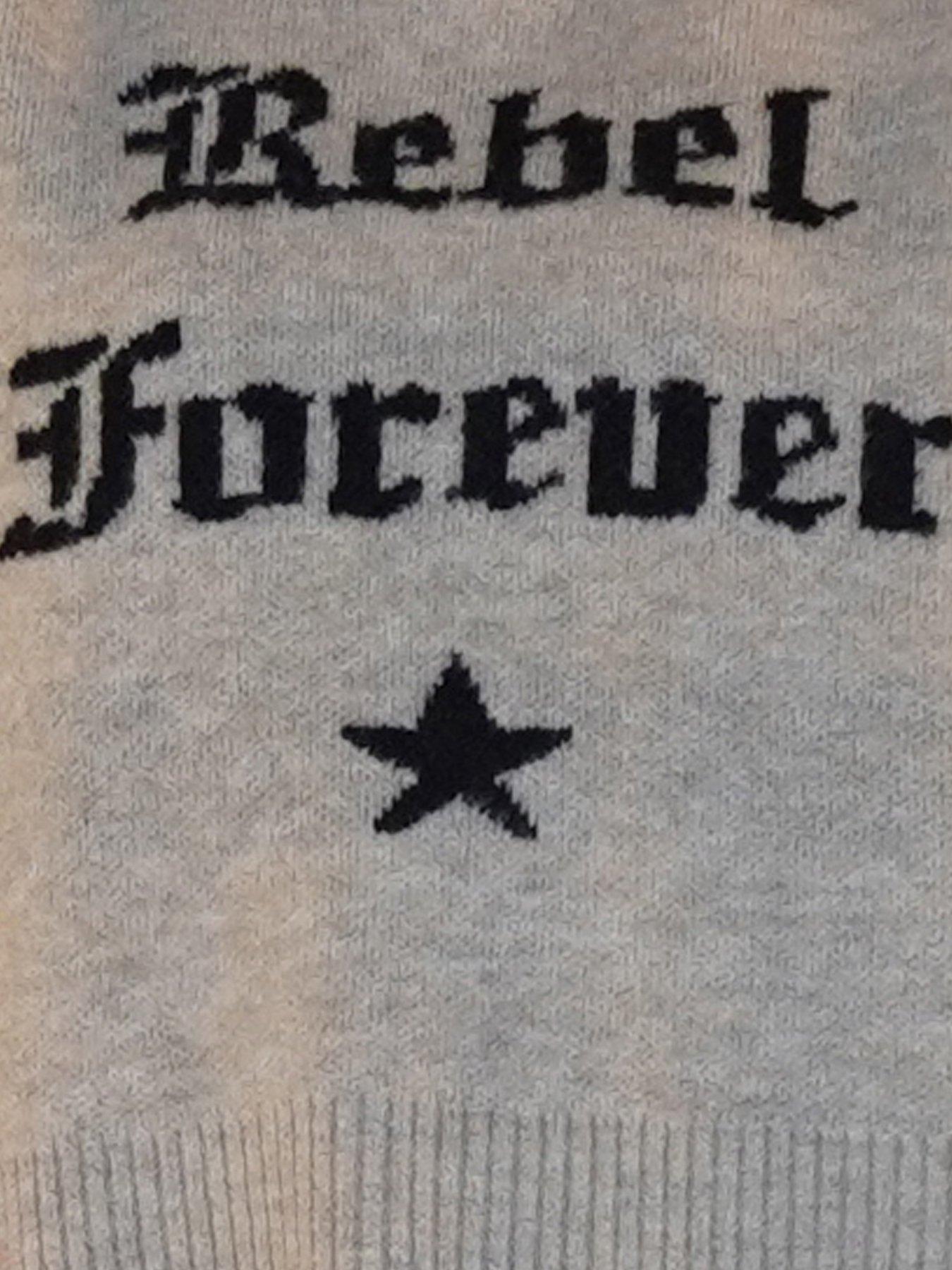  image of religion-rebel-forever-crew-neck-slogan-jumper-grey