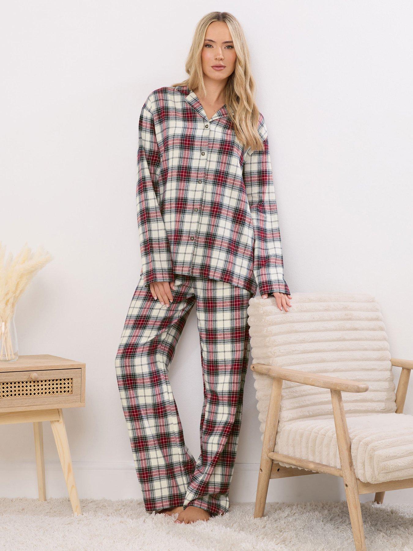Long Tall Sally Tall Check Pj Set - White