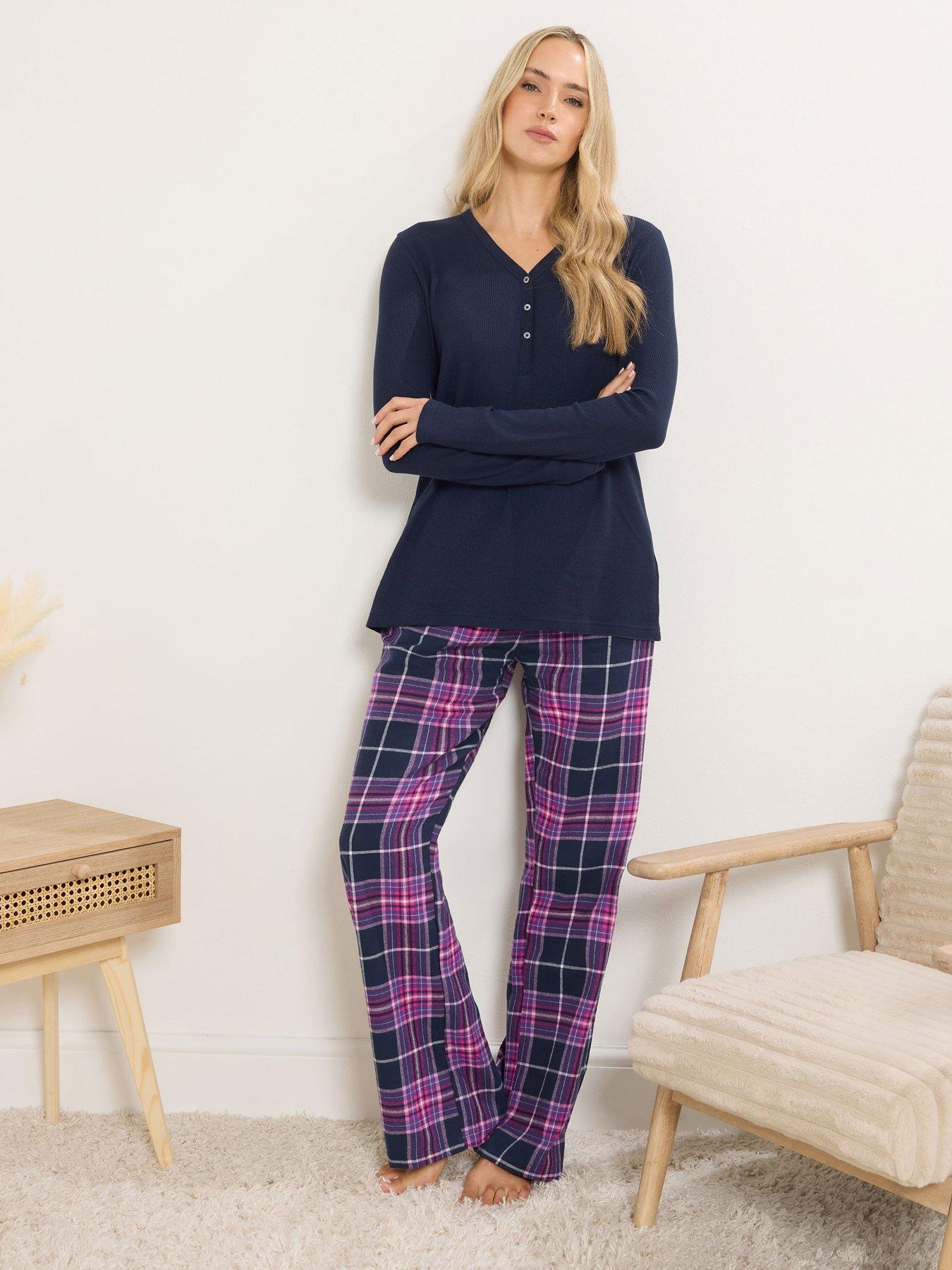 Long Tall Sally Tall Purple Cotton Check Pyjama Bottoms