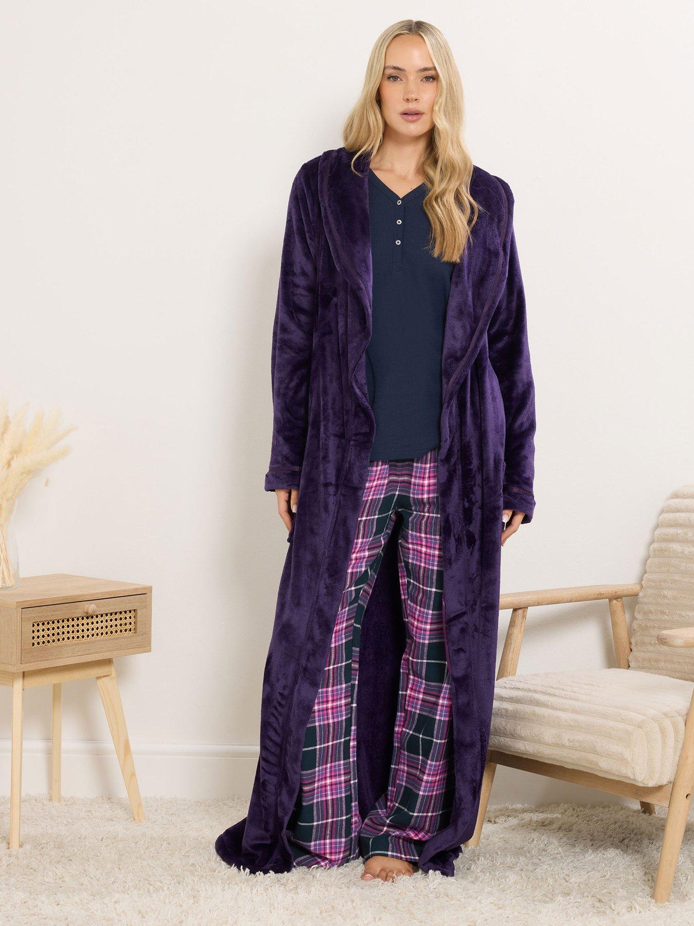 Image 3 of 4 of Long Tall Sally Tall Purple Cotton Check Pyjama Bottoms&nbsp;
