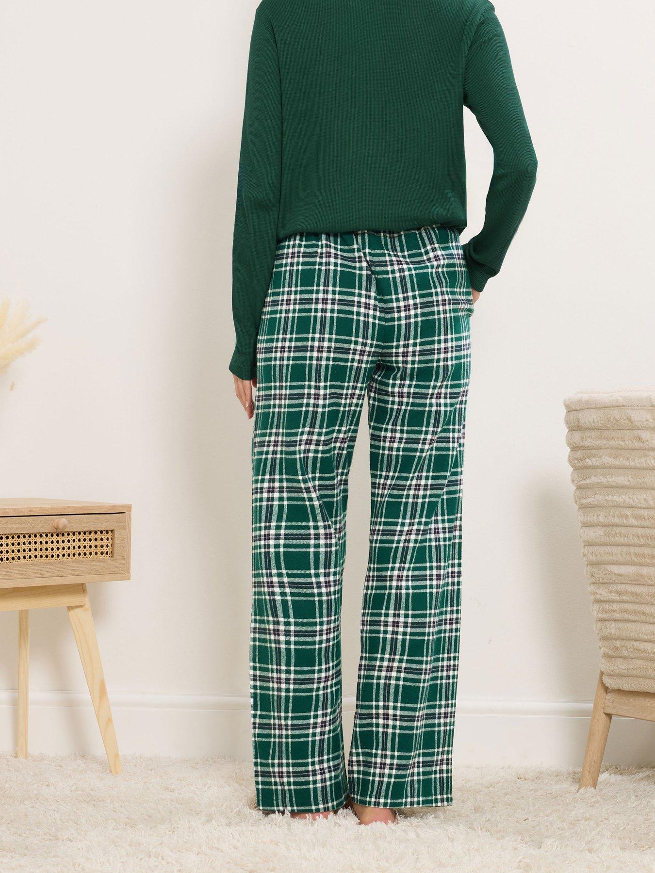  image of long-tall-sally-check-pyjama-pants-green
