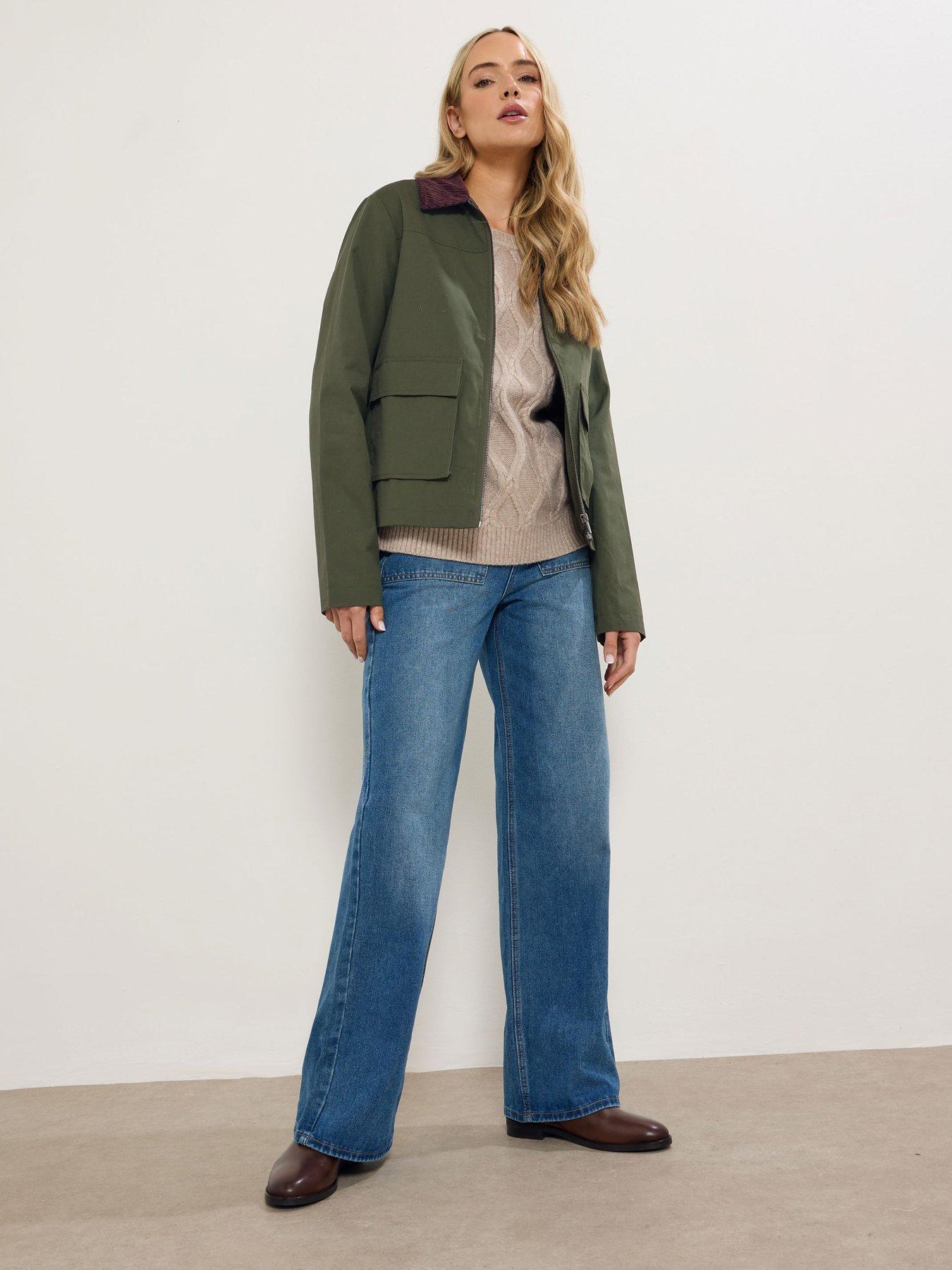 Image 3 of 4 of Long Tall Sally Tall Collar Barn Jacket - Green