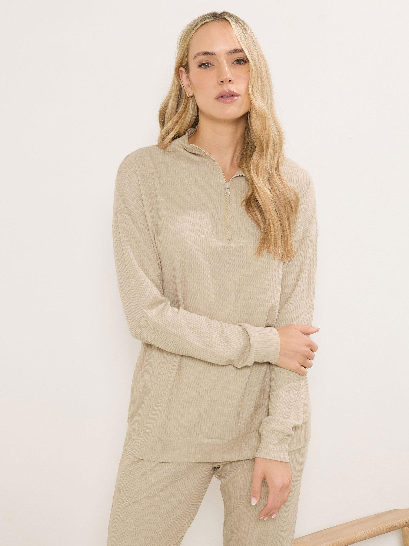 Long Tall Sally Half Zip Lounge Top - Natural