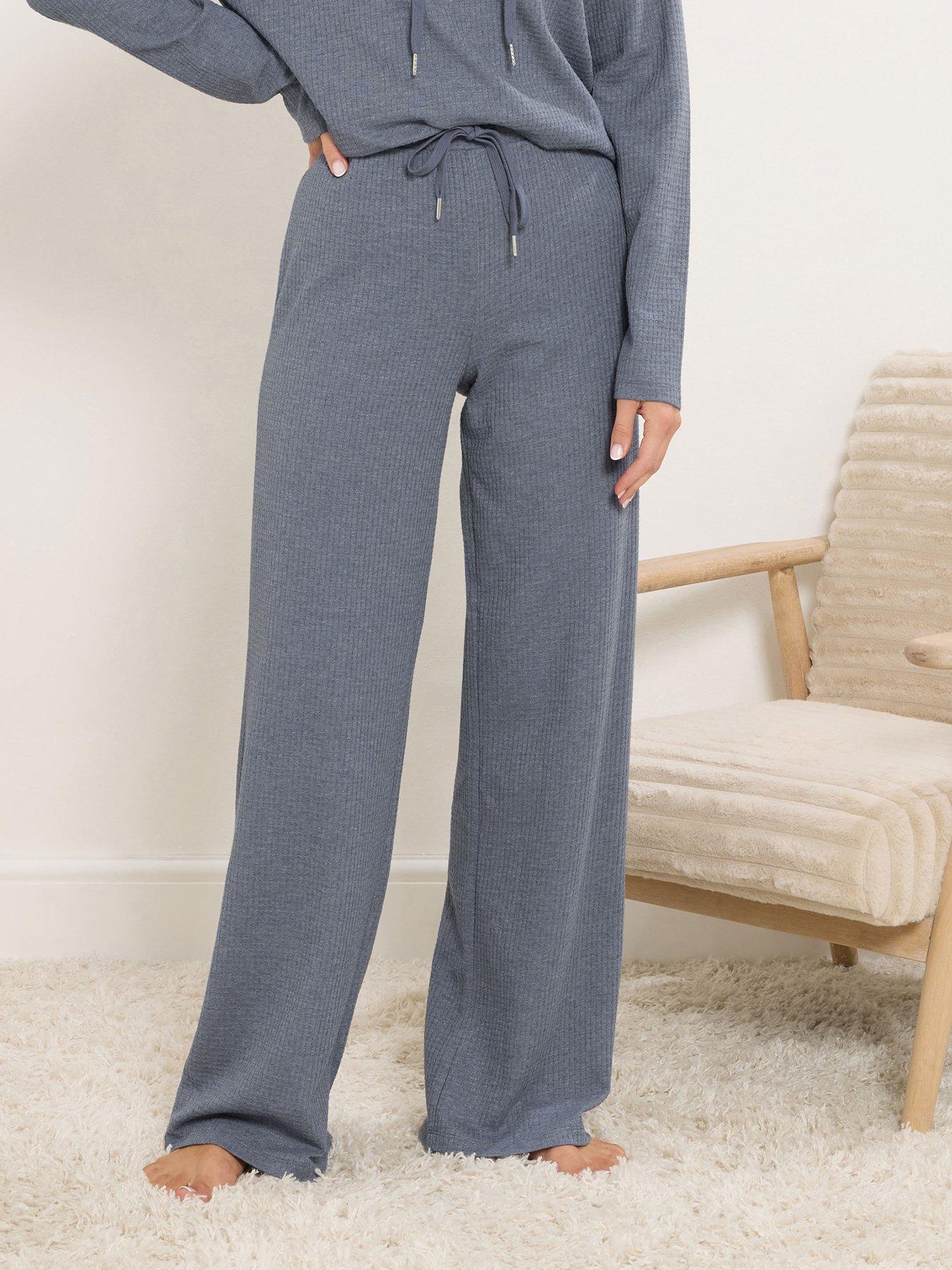 Long Tall Sally Waffle Wide Leg Jogger - Blue
