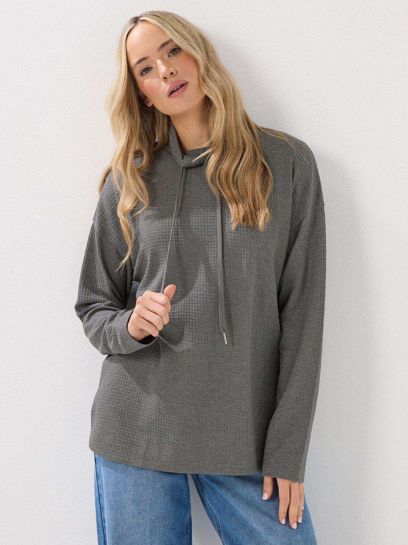 Long Tall Sally Waffle Lounge Top - Grey