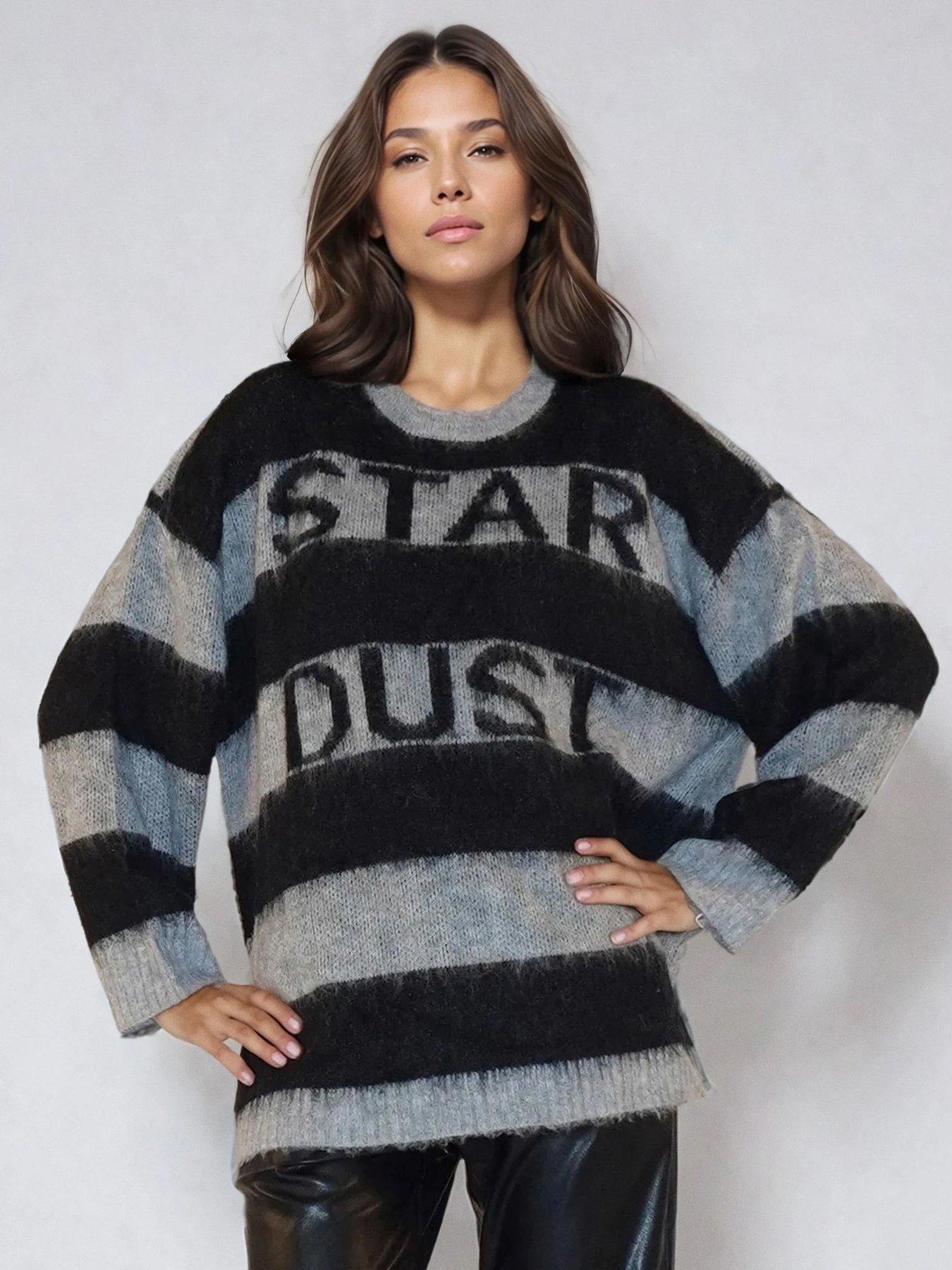  image of religion-nancy-stripe-star-dust-jumper-black
