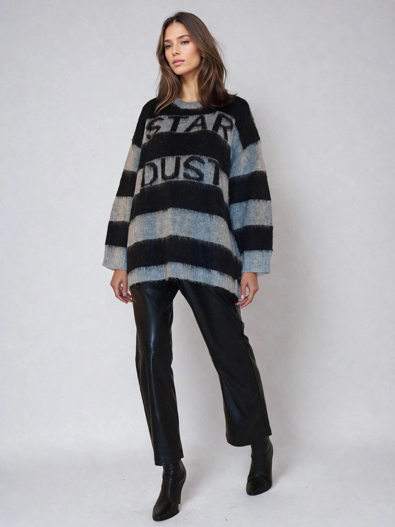  image of religion-nancy-stripe-star-dust-jumper-black