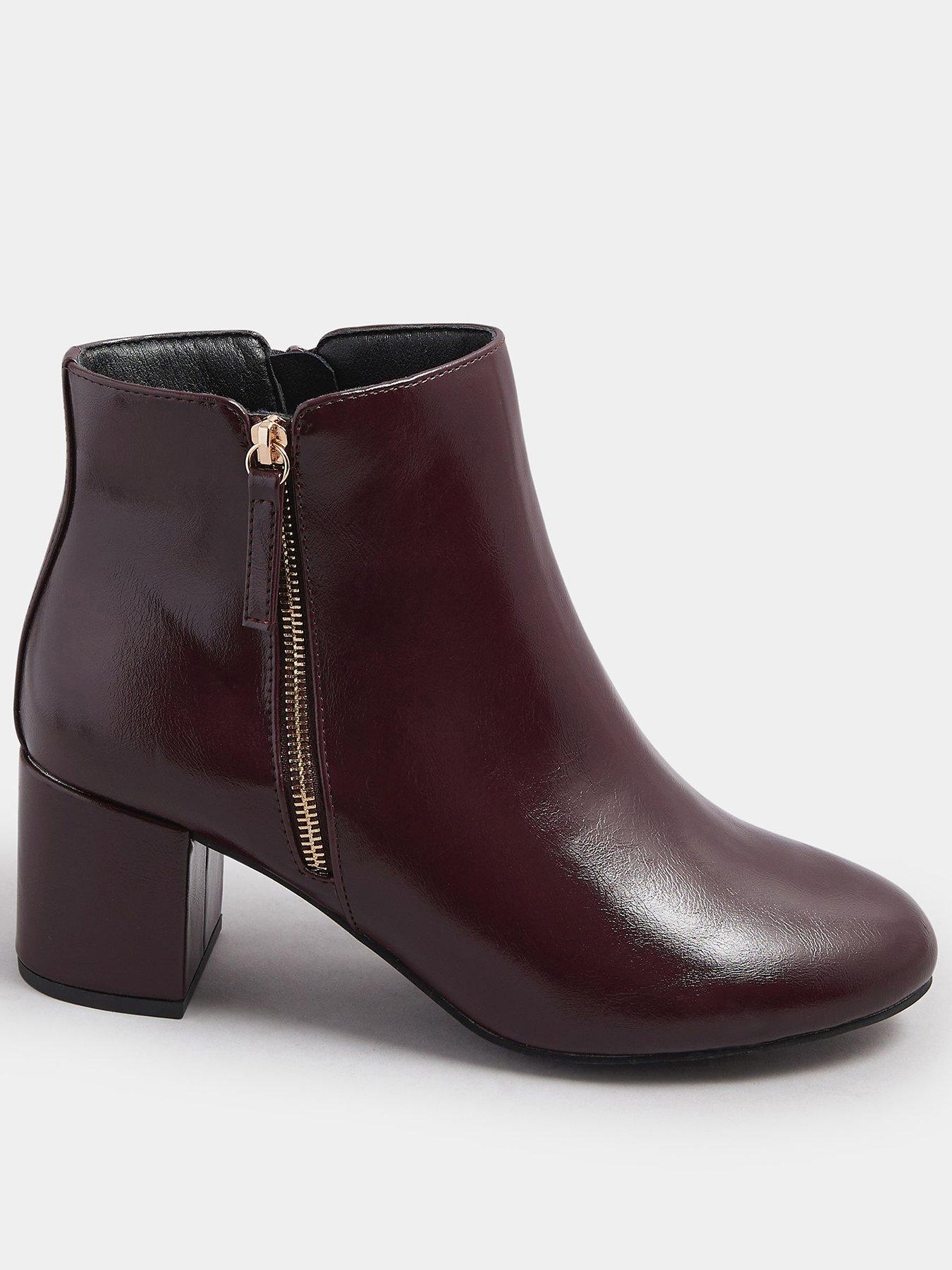 undefined Extra Wide Fit Pu Side Zip Block Boot - Dark Red
