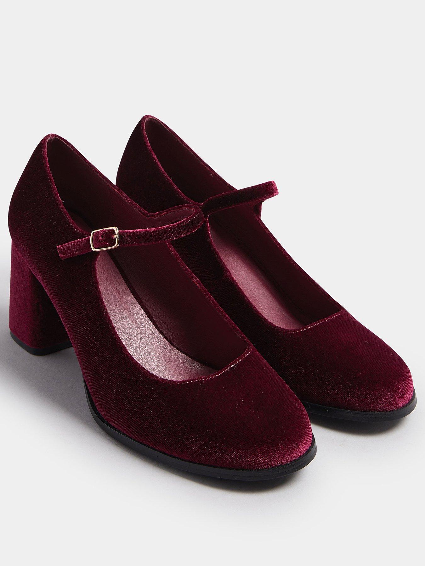  image of yours-extra-wide-fit-velvet-mary-jane-red