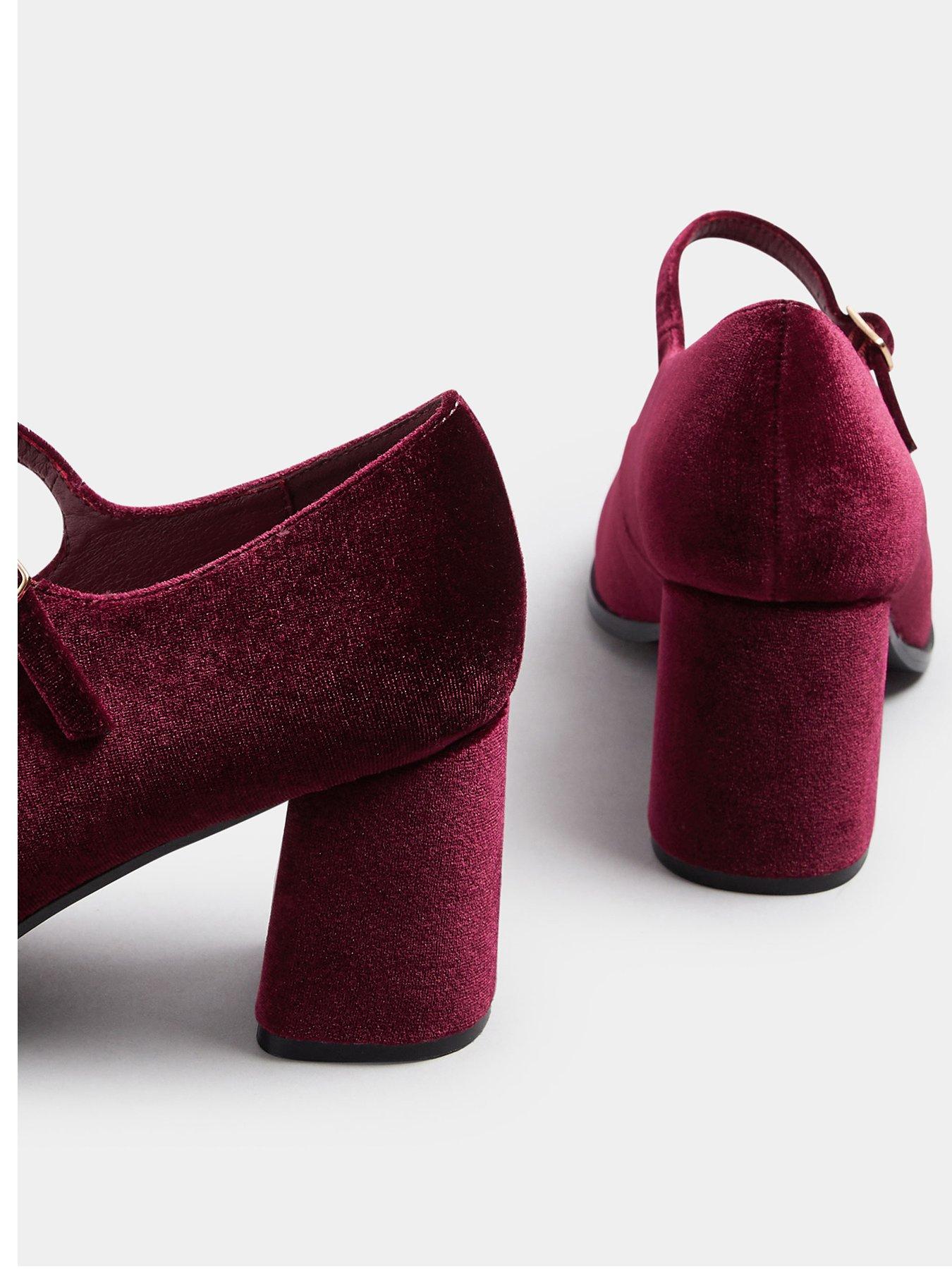  image of yours-extra-wide-fit-velvet-mary-jane-red