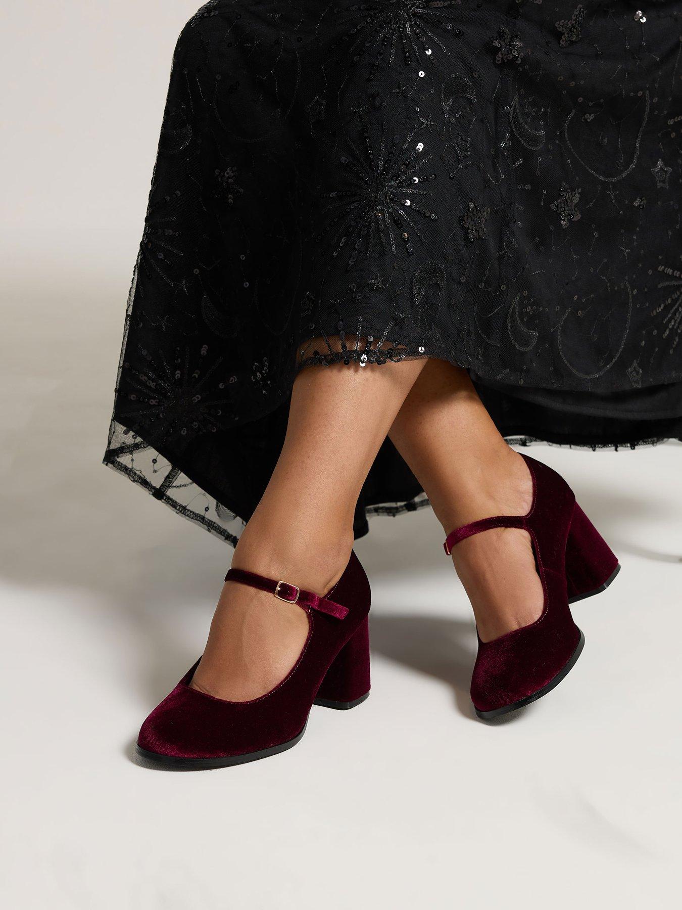 image of yours-extra-wide-fit-velvet-mary-jane-red