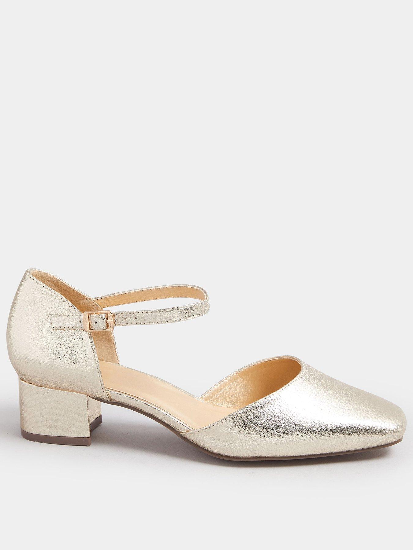 Yours Extra Wide Fit Two Part Block Heel Mary Jane - Gold