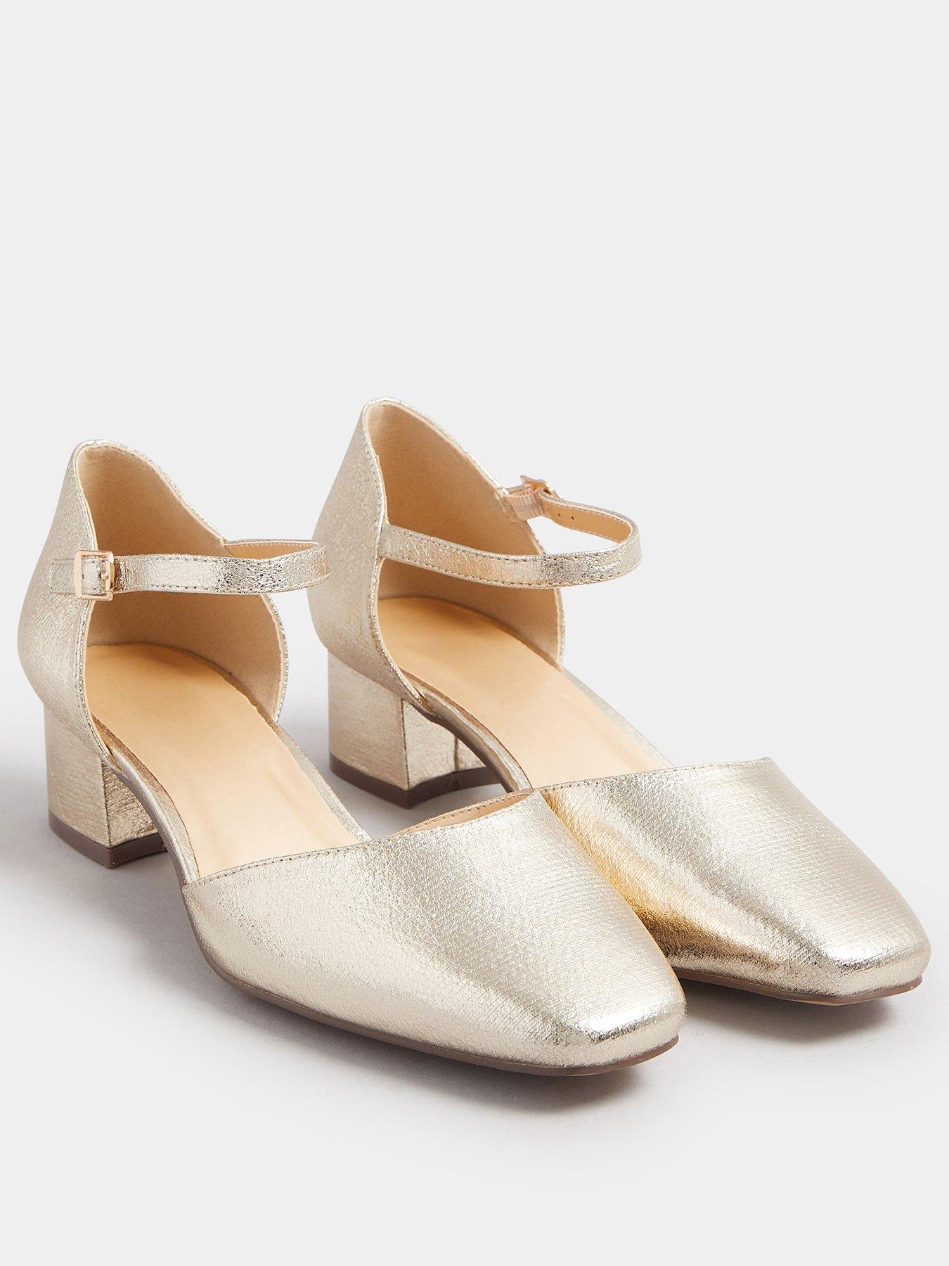 Image 2 of 4 of Yours Extra Wide Fit Two Part Block Heel Mary Jane - Gold