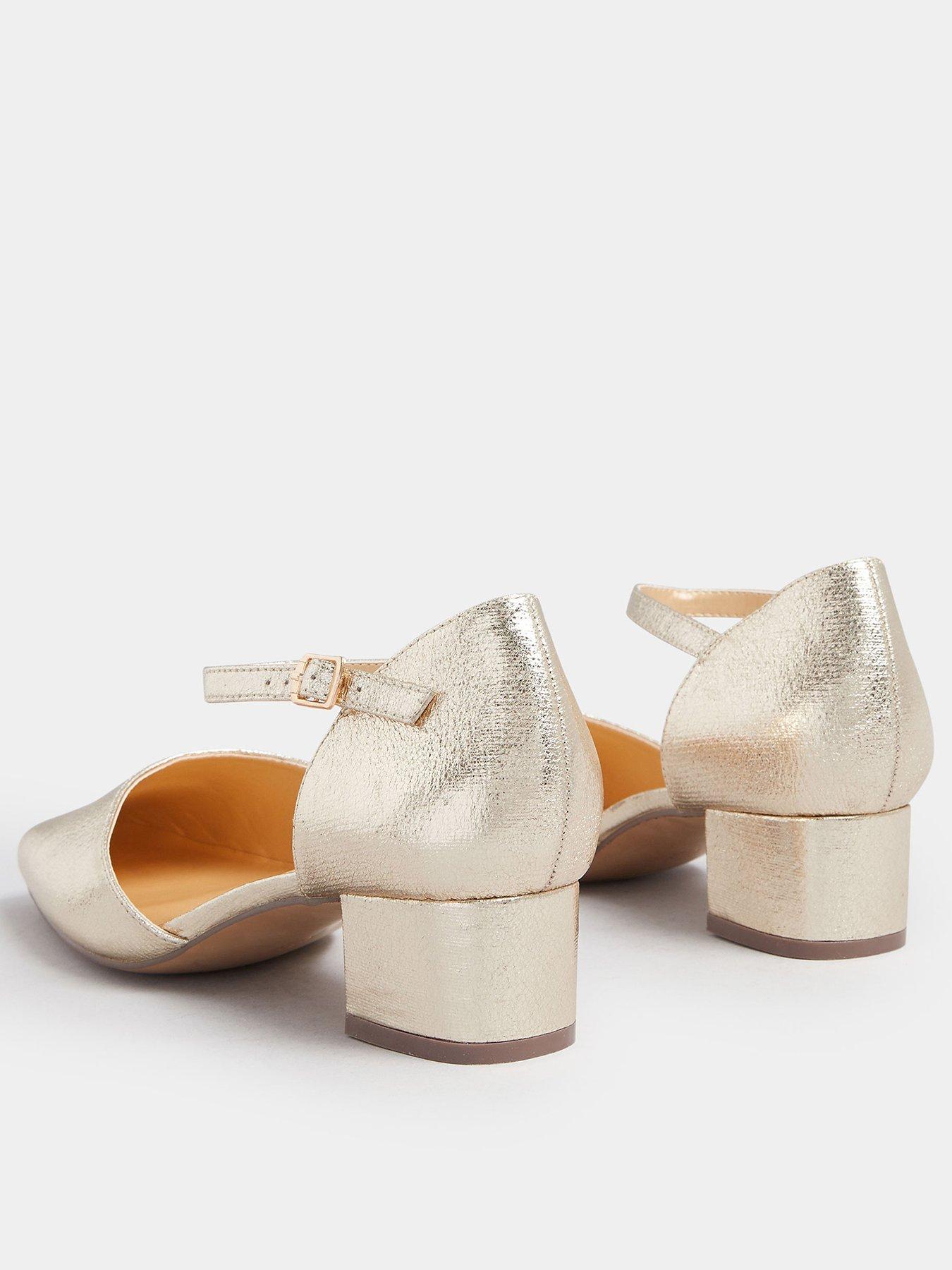 Image 3 of 4 of Yours Extra Wide Fit Two Part Block Heel Mary Jane - Gold