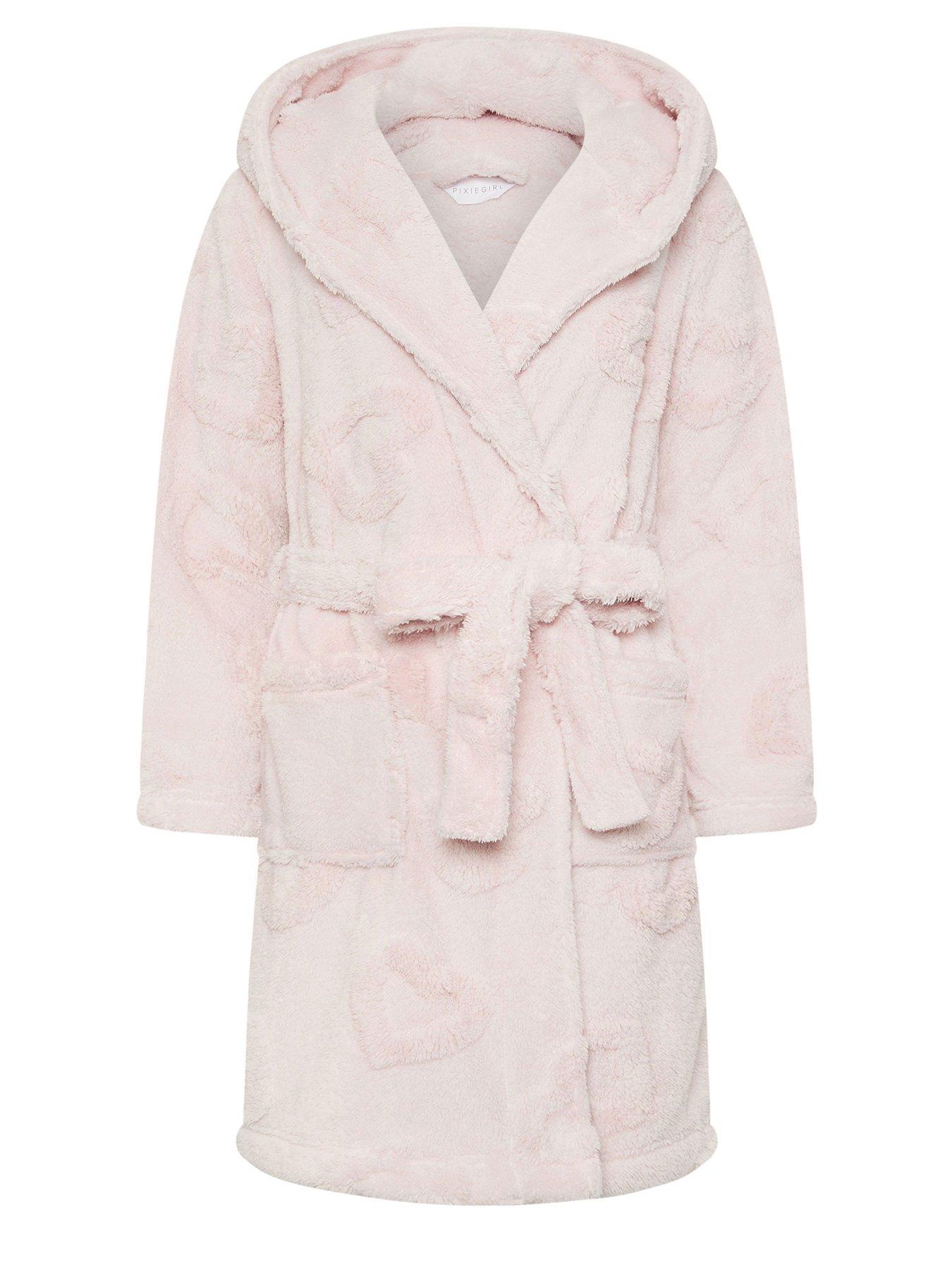 Image 6 of 6 of PixieGirl Petite Heart Short Hooded Robe - Pink
