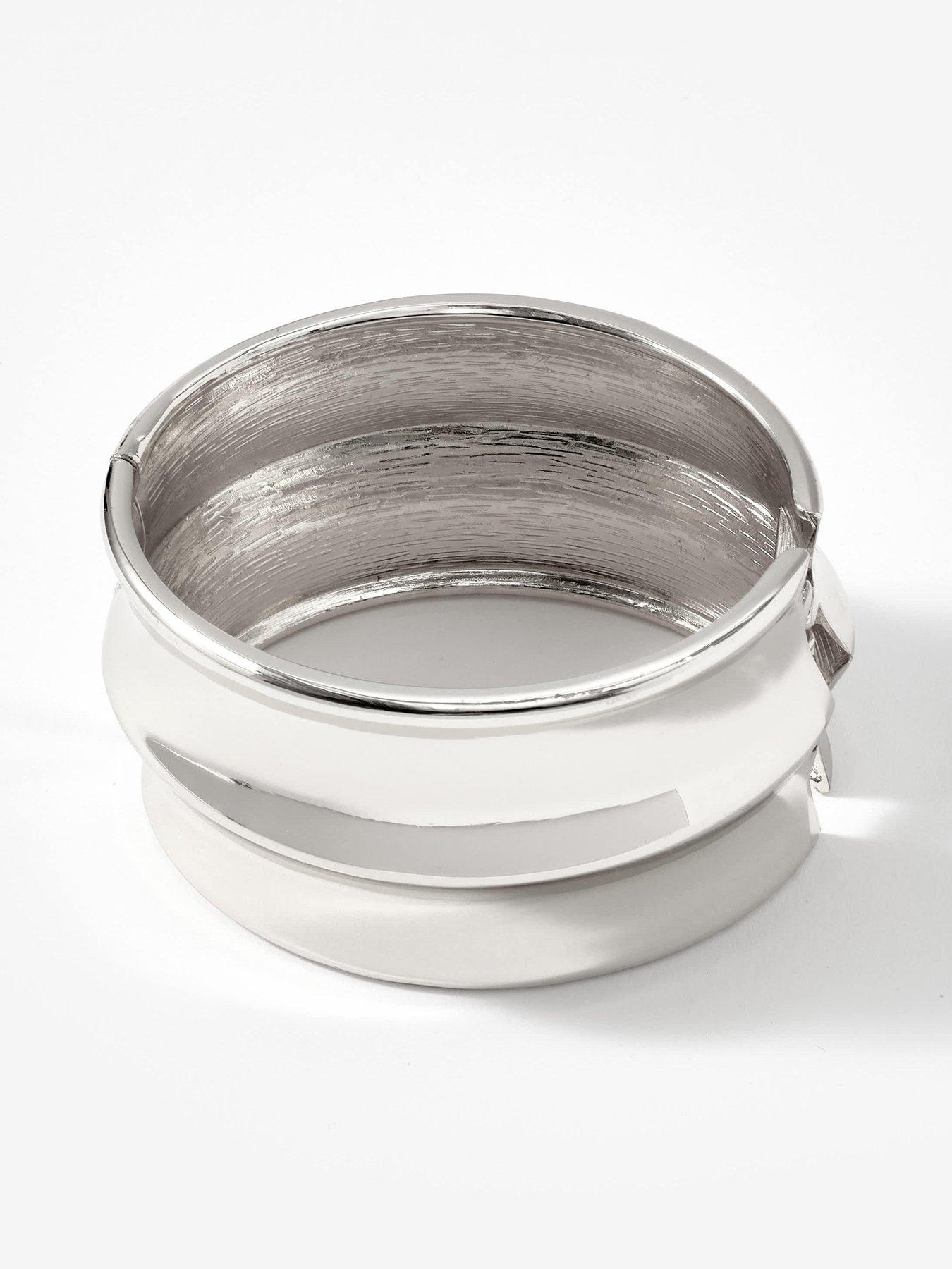 Mint Velvet Tone Ridge Cuff Bracelet - Silver