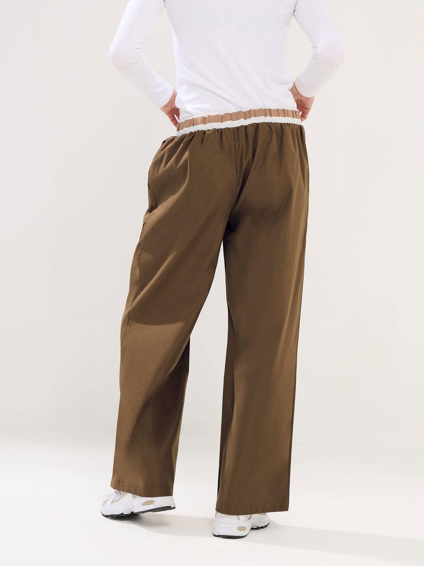  image of pixiegirl-petite-utility-belted-wide-leg-trouser-brown