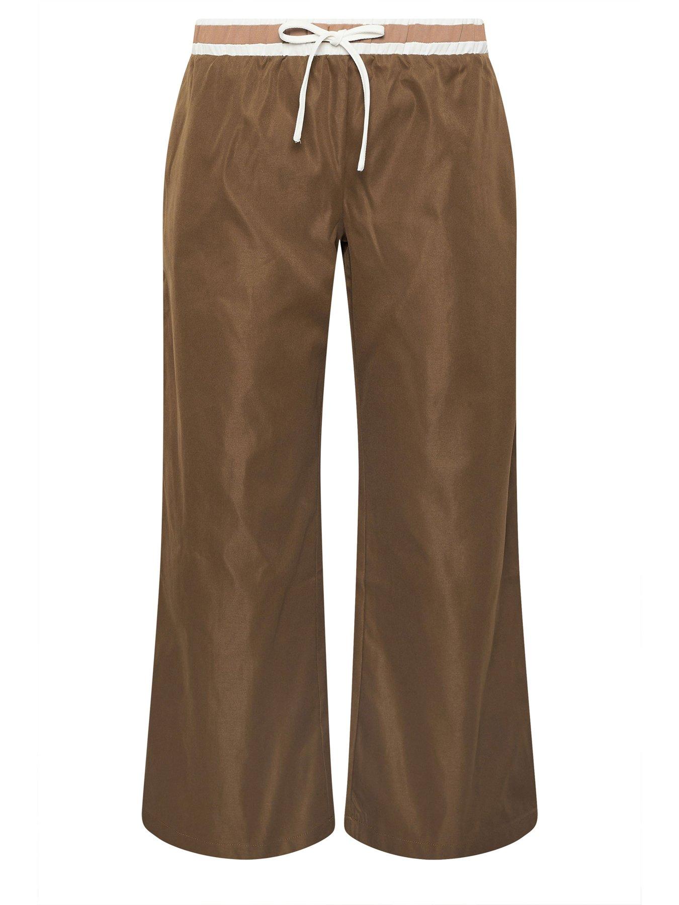  image of pixiegirl-petite-utility-belted-wide-leg-trouser-brown