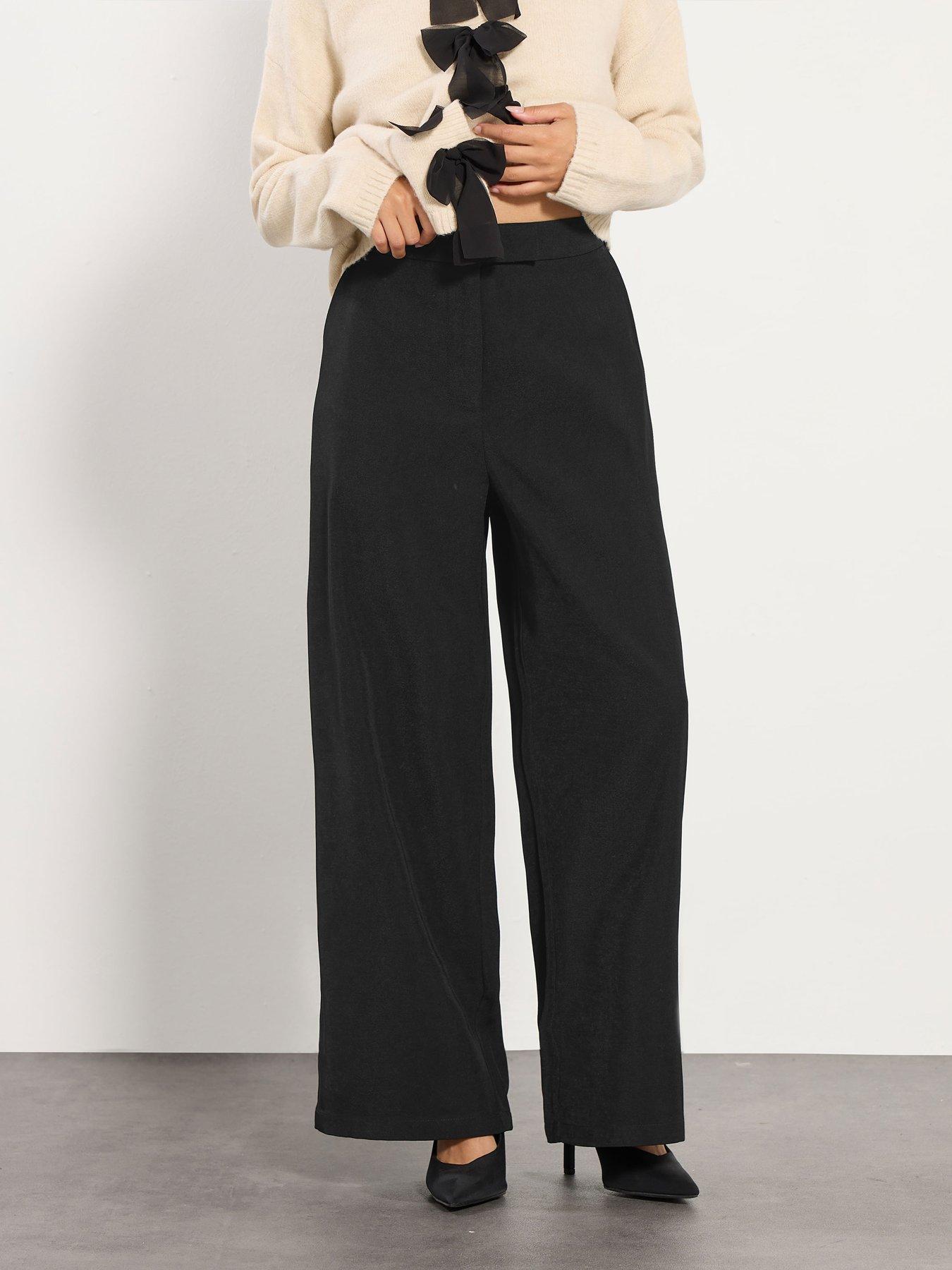  image of pixiegirl-petite-tab-wide-leg-trouser-black
