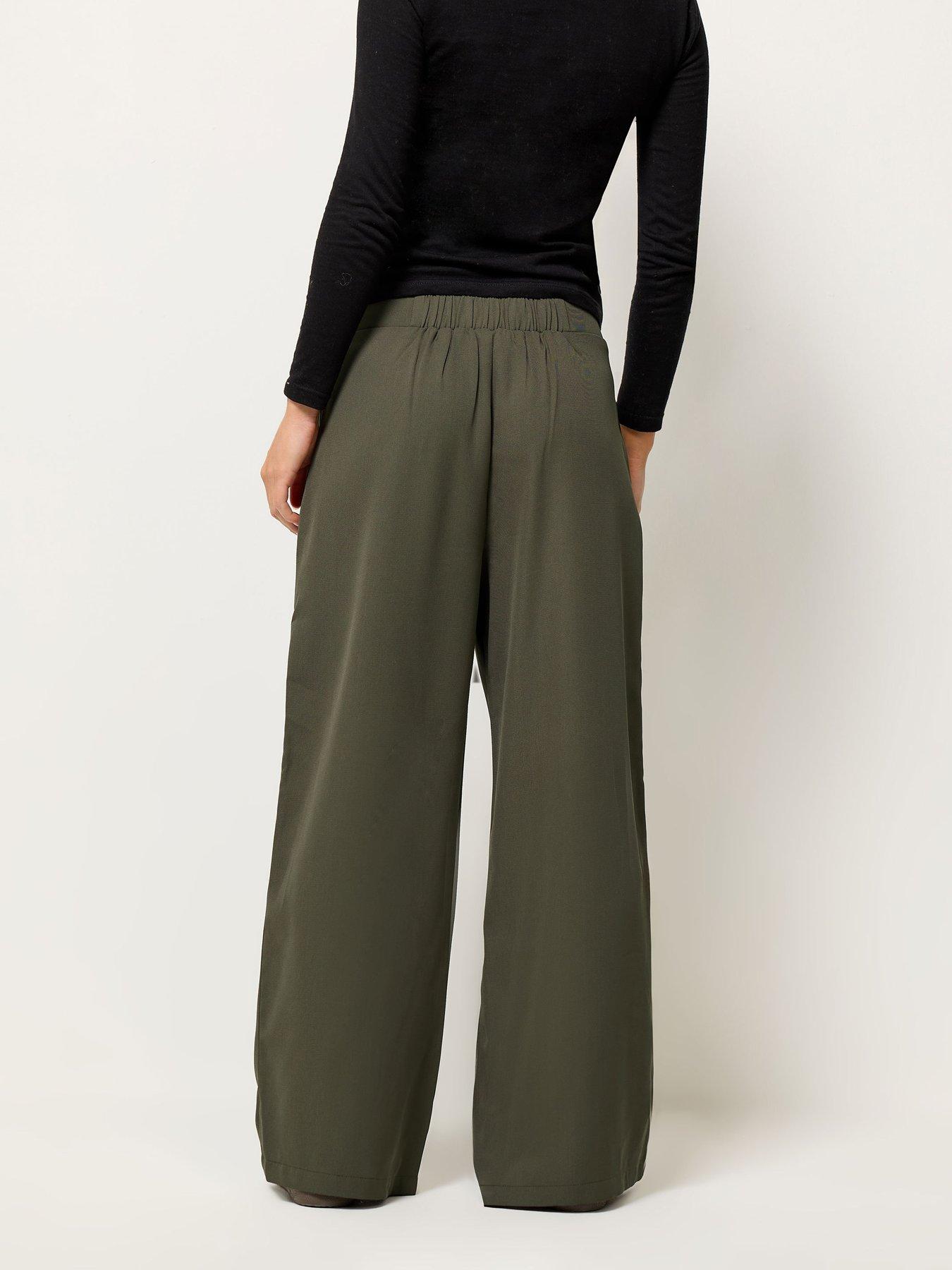Image 2 of 4 of PixieGirl Petite Pleat Front Wide Leg Trouser - Green