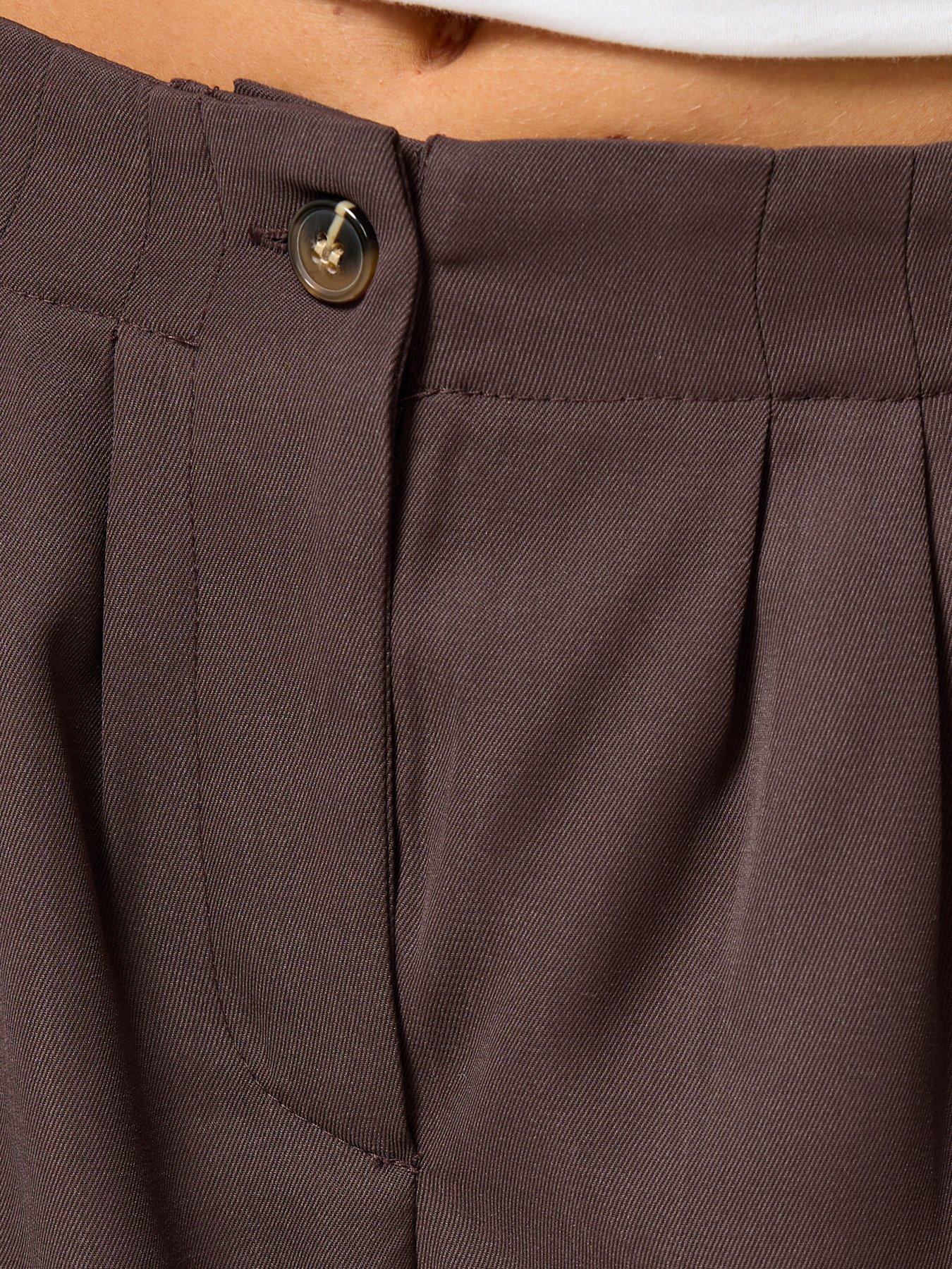 Image 4 of 4 of PixieGirl Petite Pleat Front Wide Leg Trouser - Brown