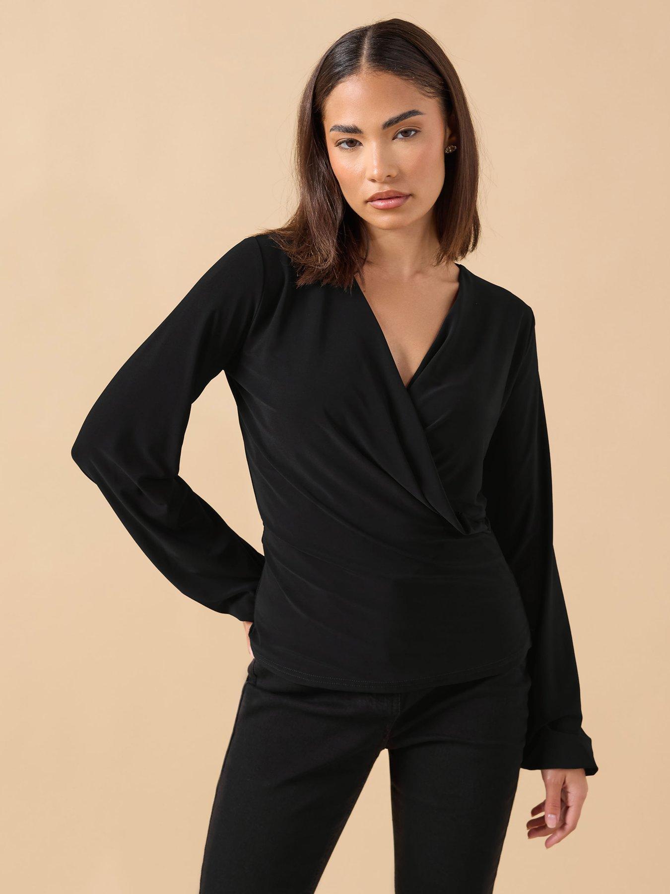 PixieGirl Petite Wrap Top - Black