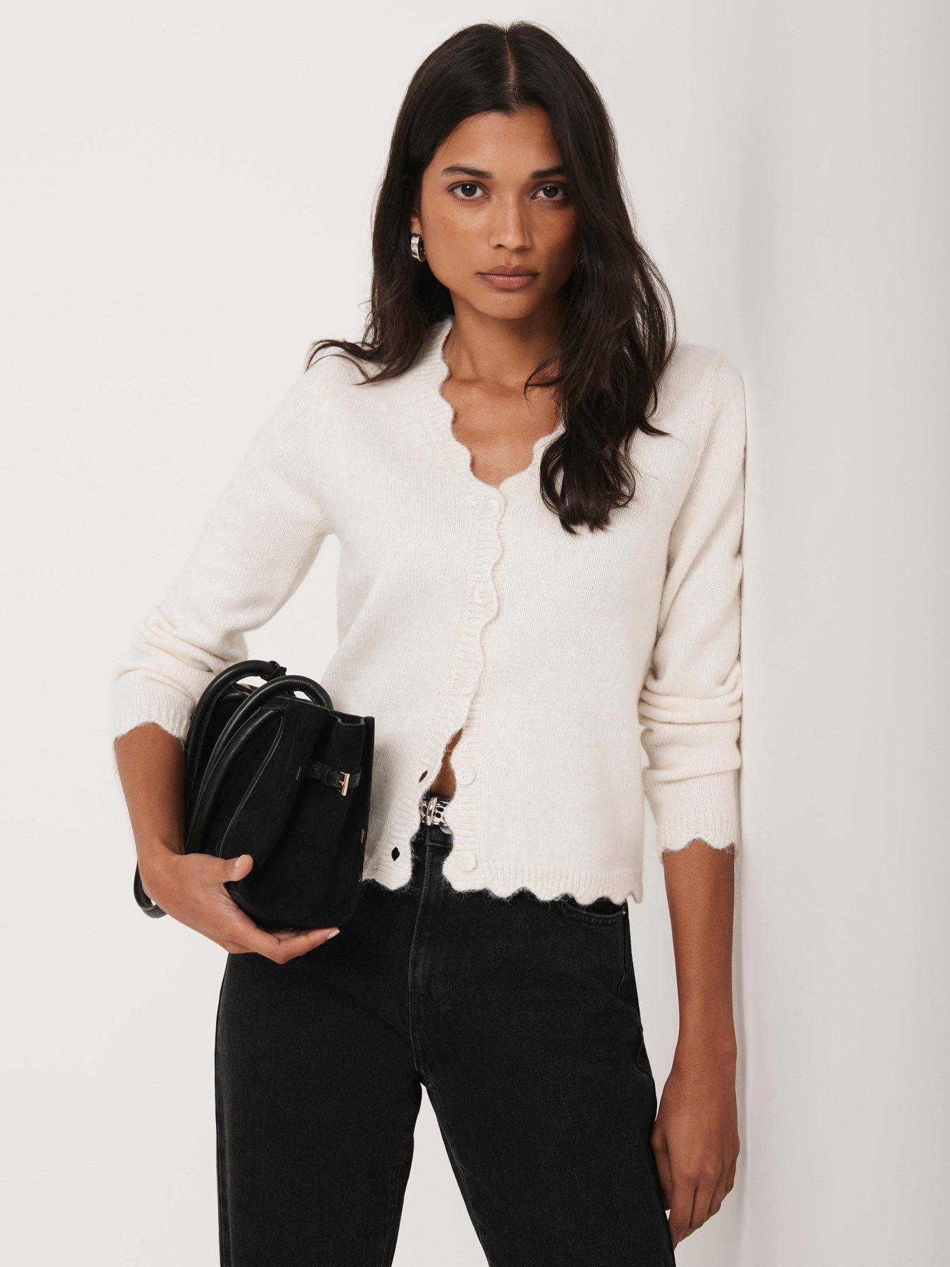 Mint Velvet Cosy Scallop Cardigan - Cream