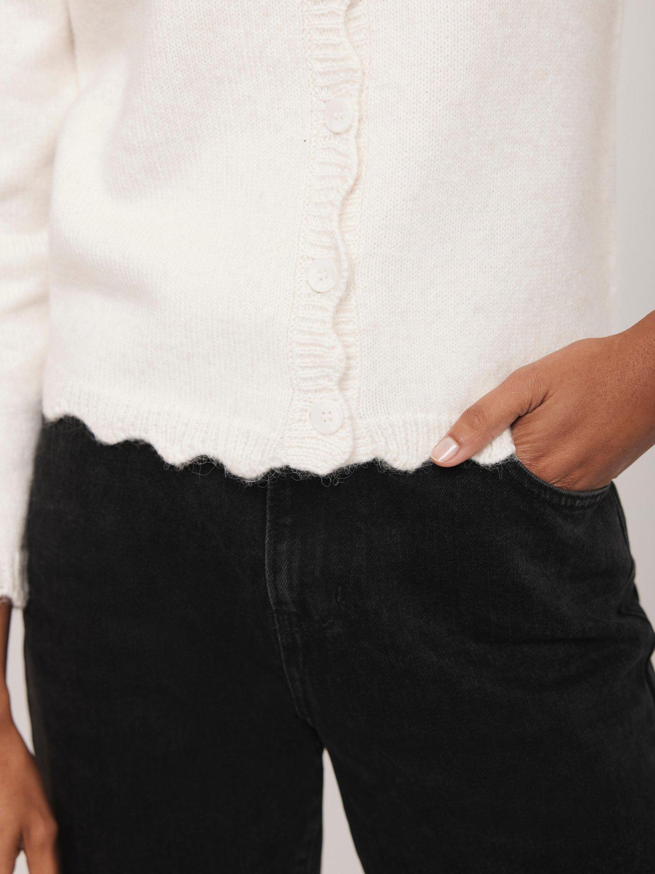  image of mint-velvet-cosy-scallop-cardigan-cream