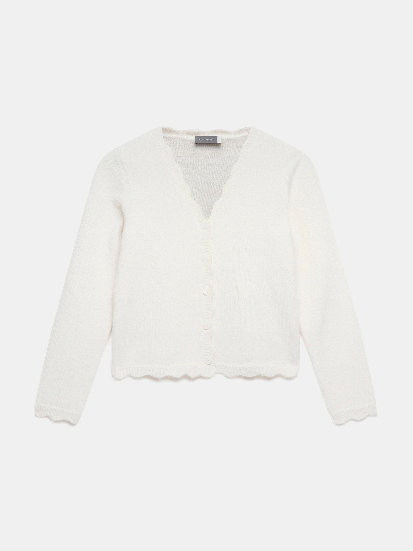  image of mint-velvet-cosy-scallop-cardigan-cream