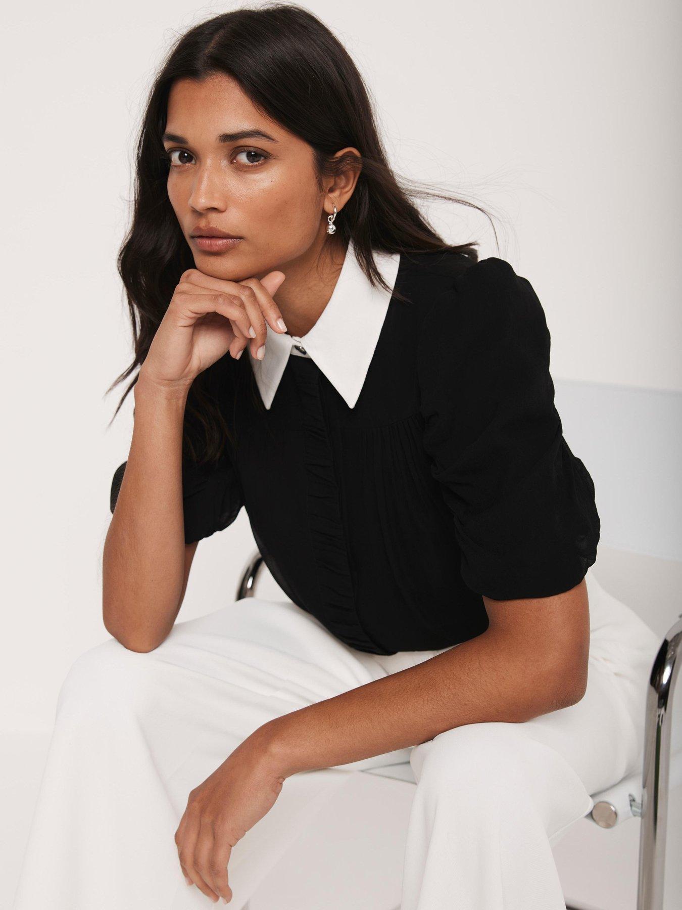 Image 2 of 6 of Mint Velvet Contrast Collar Shirt - Black