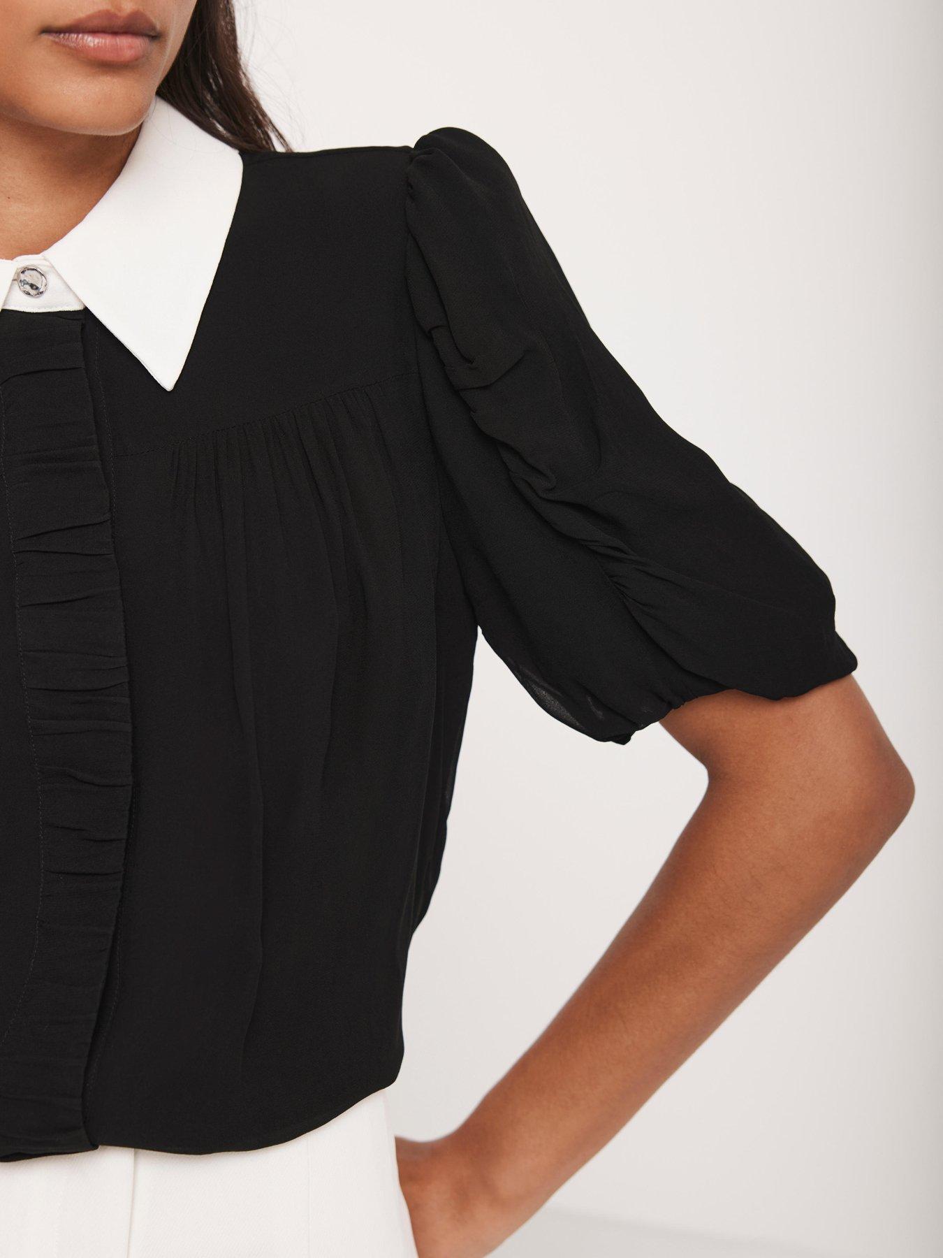Image 4 of 6 of Mint Velvet Contrast Collar Shirt - Black