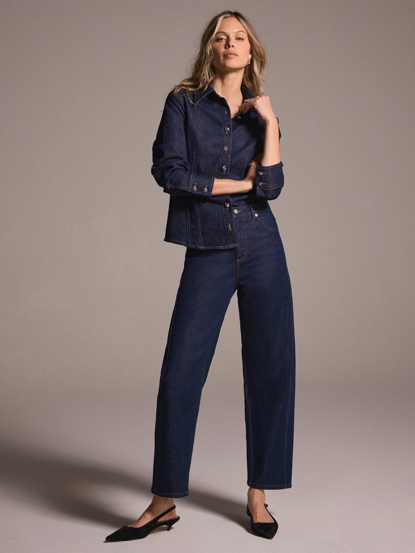 Mint Velvet Dark Indigo Barrel Jean - Blue