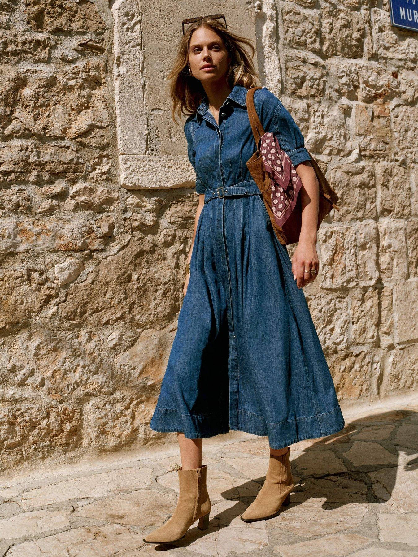 Mint Velvet Indigo Denim Midi Shirt Dress - Blue