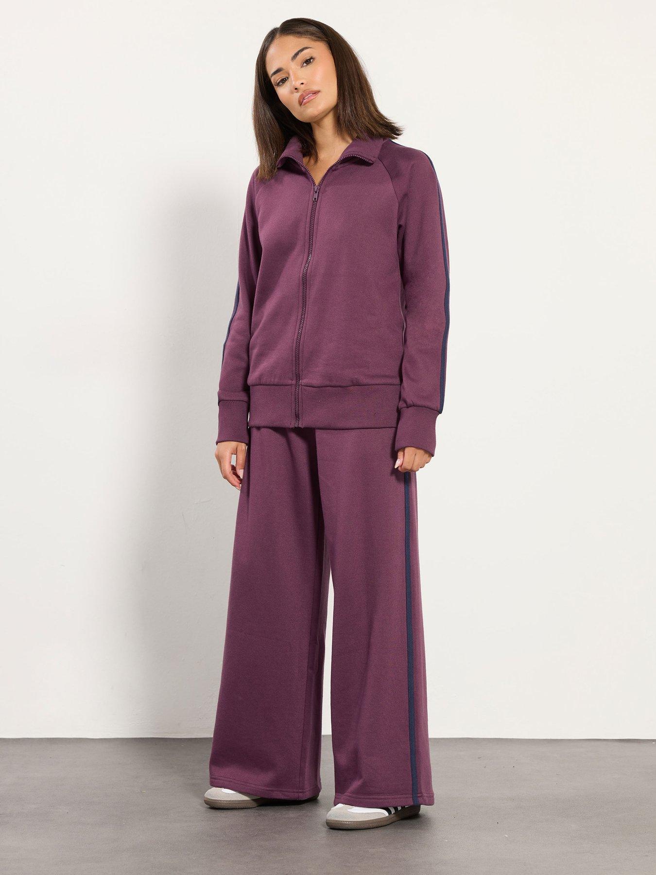  image of pixiegirl-petite-side-stripe-jogger-burgundy-red