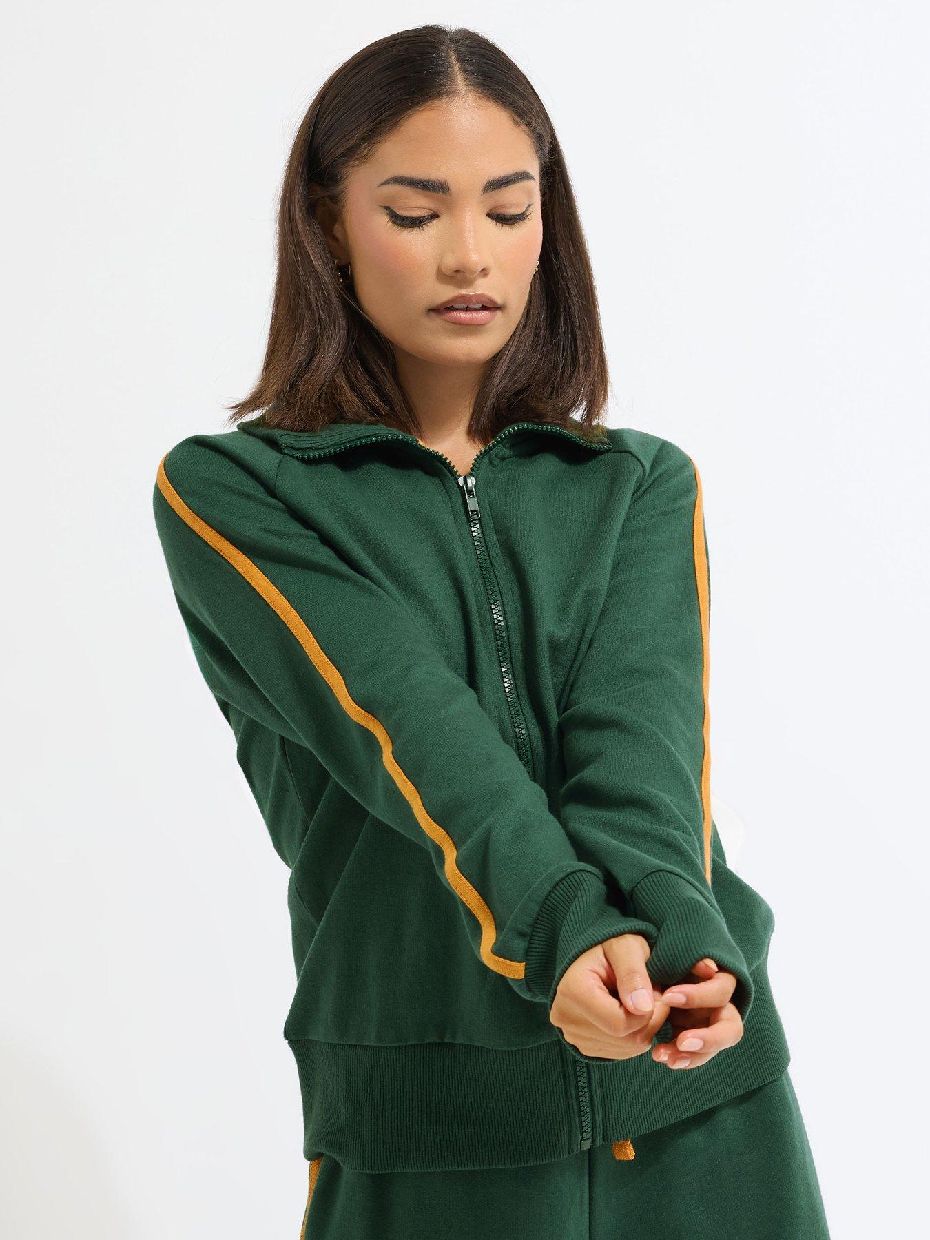 Image 1 of 4 of PixieGirl Petite Zip Thru Contrast Jacket - Green