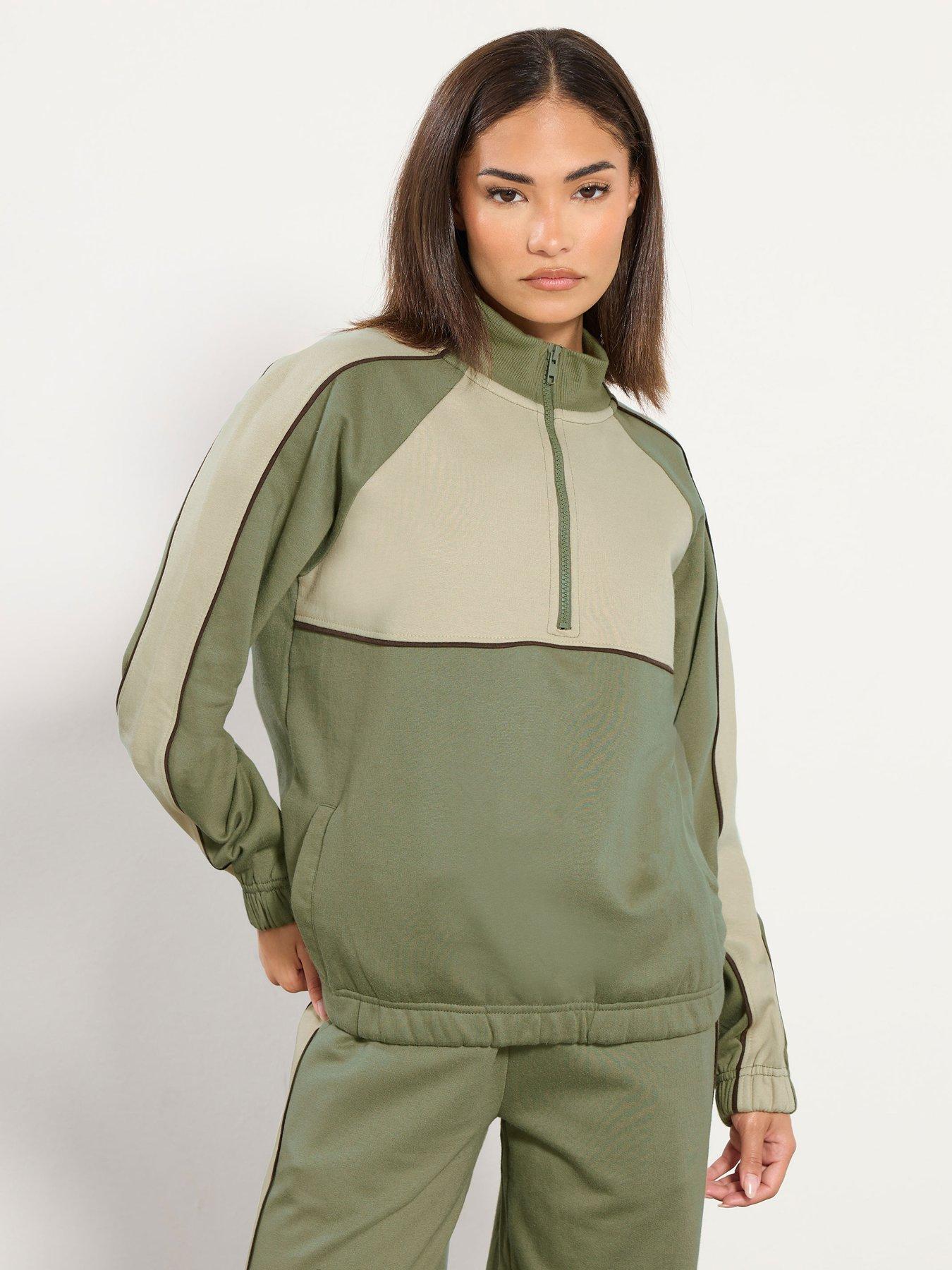 PixieGirl Petite Quarter Zip Thru Sweatshirt - Green