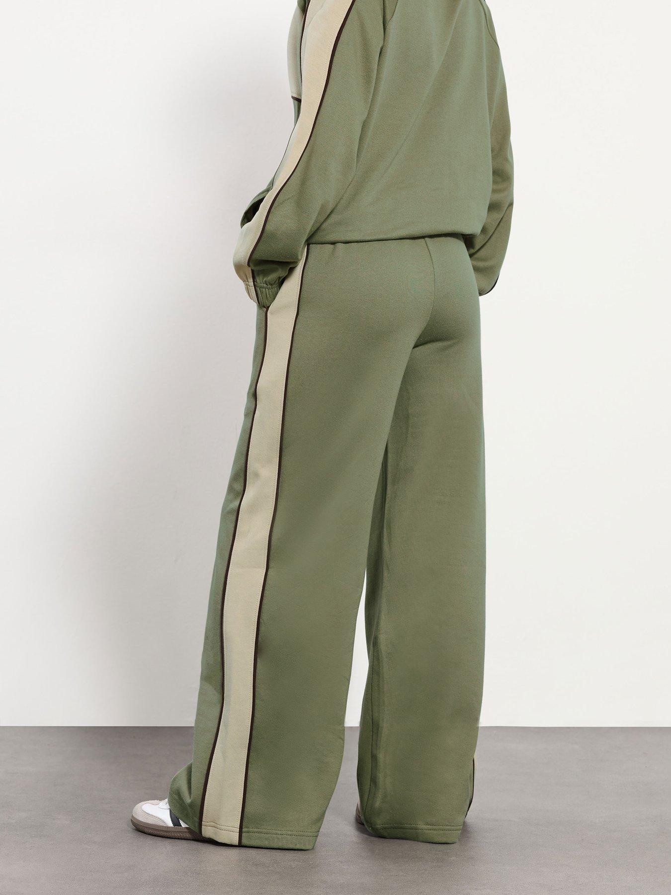 stillFront image of pixiegirl-petite-colour-block-wide-leg-jogger-green