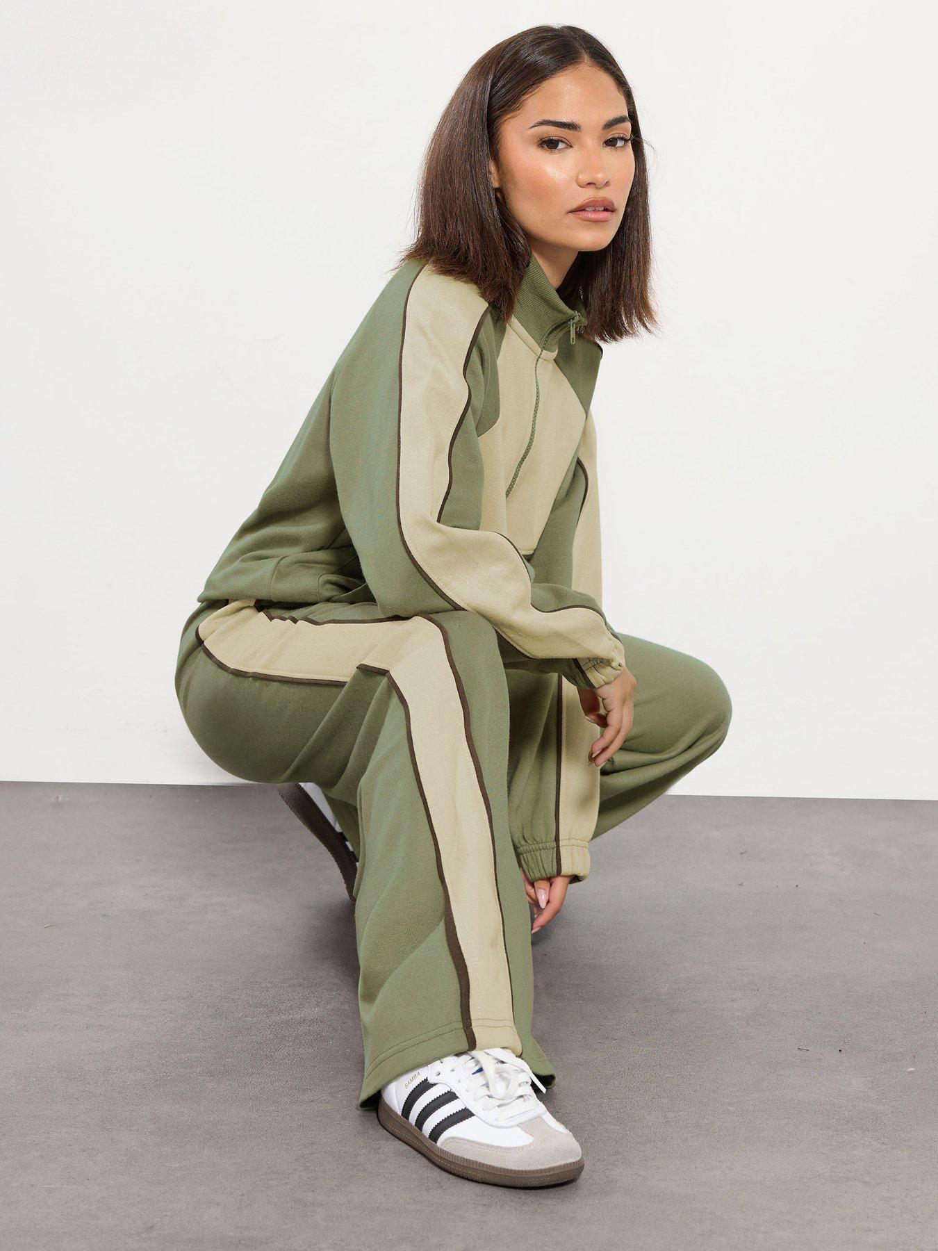  image of pixiegirl-petite-colour-block-wide-leg-jogger-green