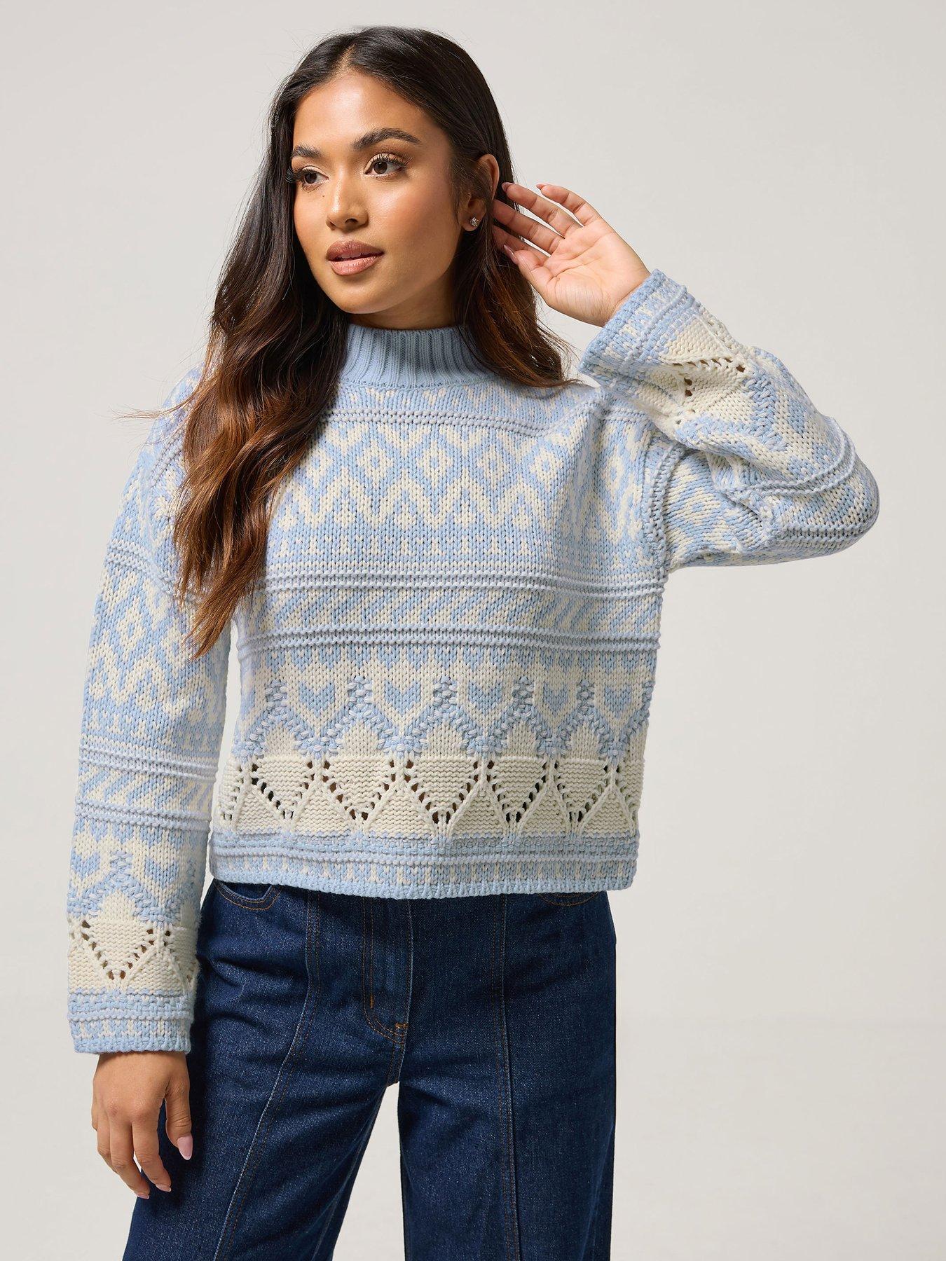  image of pixiegirl-petite-fairisle-jumper-blue
