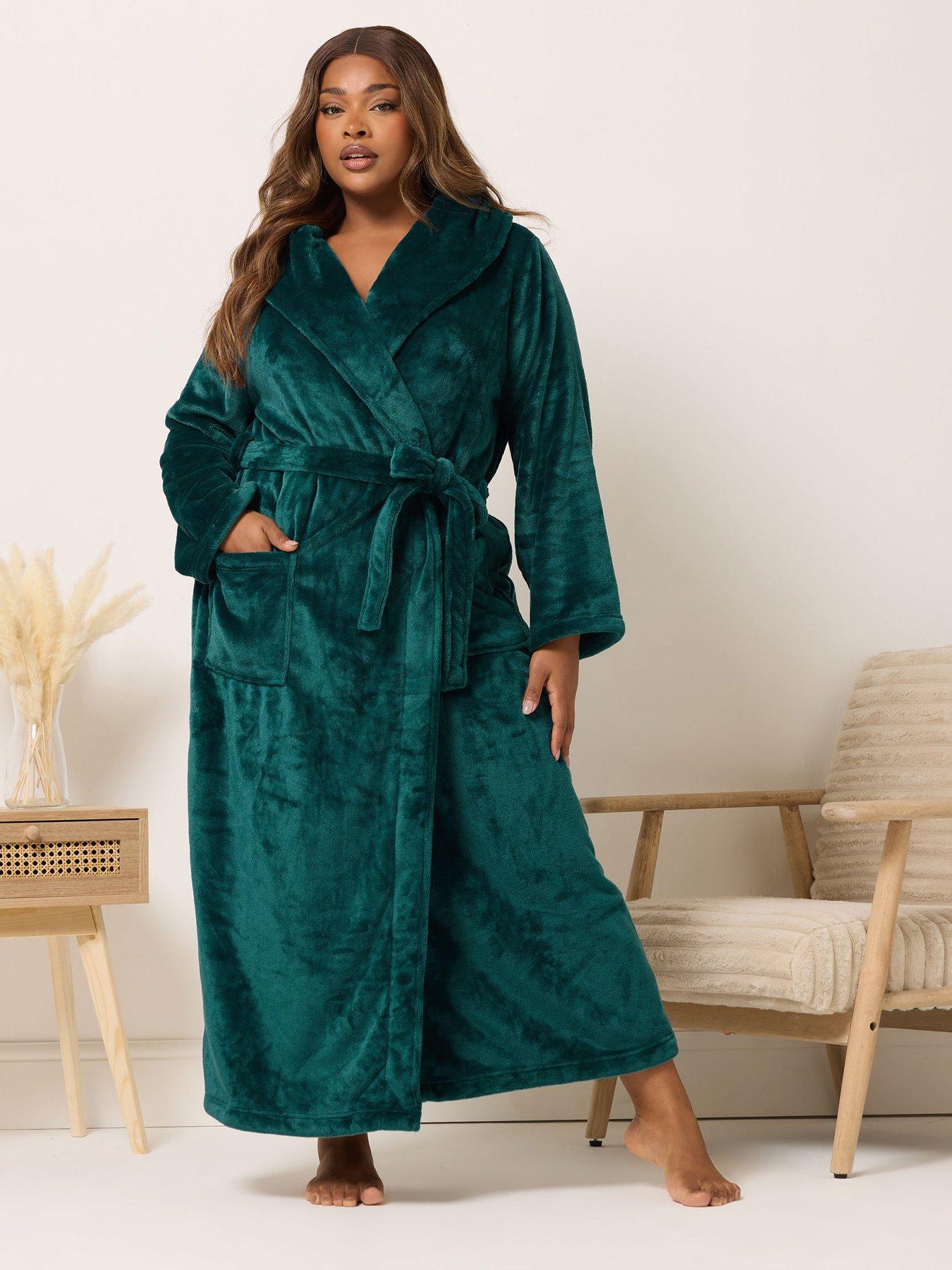 undefined Curve Super Luxe Shawl Maxi Robe - Green
