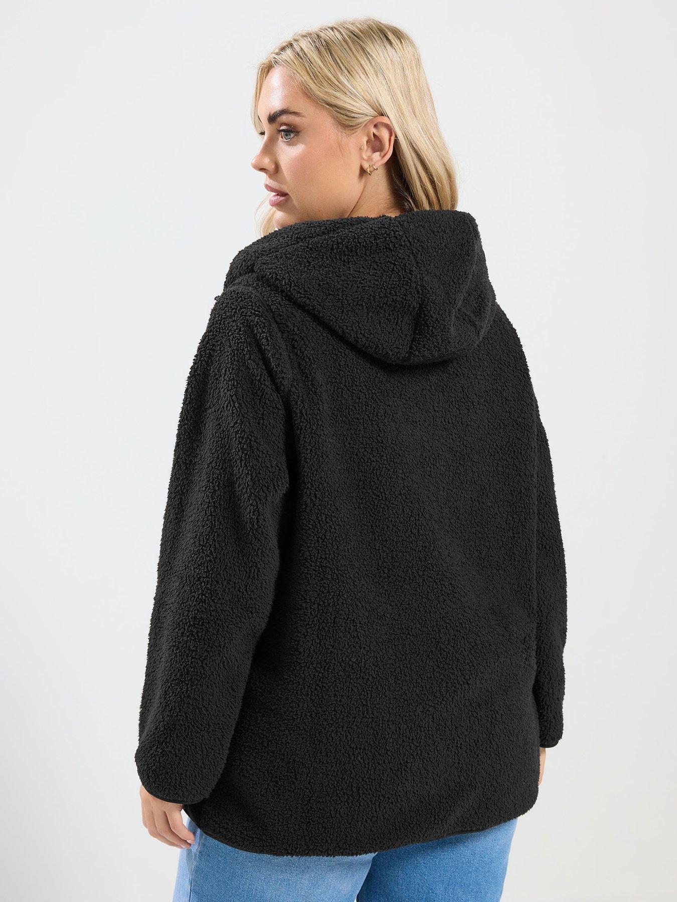 Image 2 of 5 of Yours Curve Hooded Nylon Pocket Fleece - Black