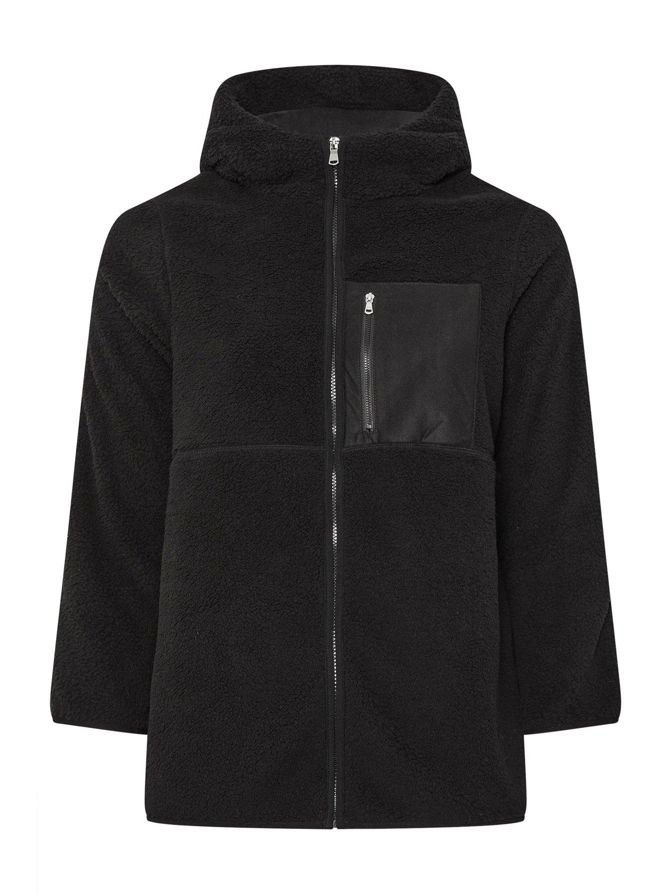 Image 5 of 5 of Yours Curve Hooded Nylon Pocket Fleece - Black