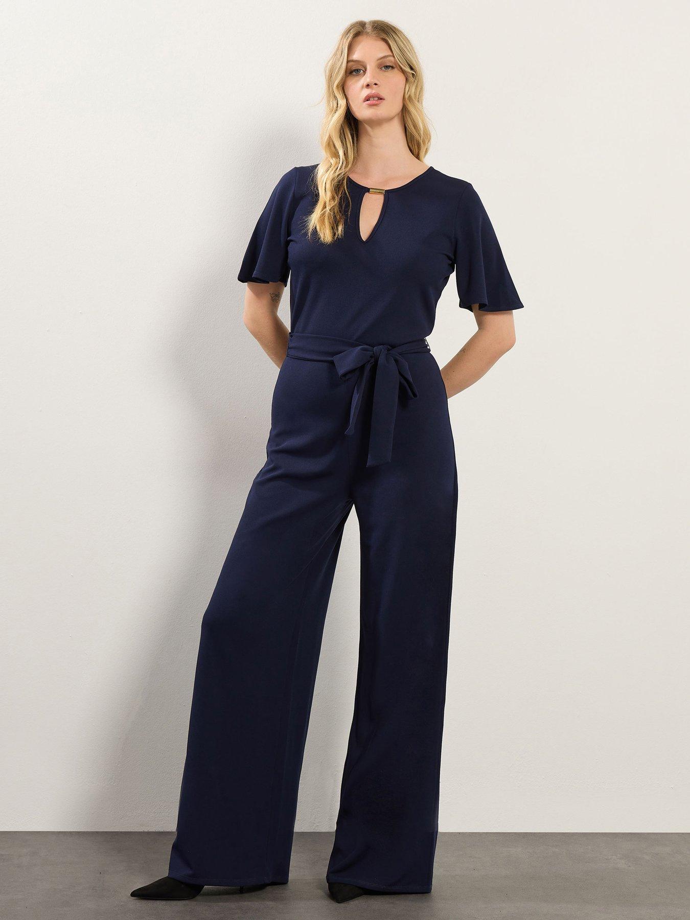 Image 1 of 4 of Long Tall Sally Keyhole Jumpsuit - Blue