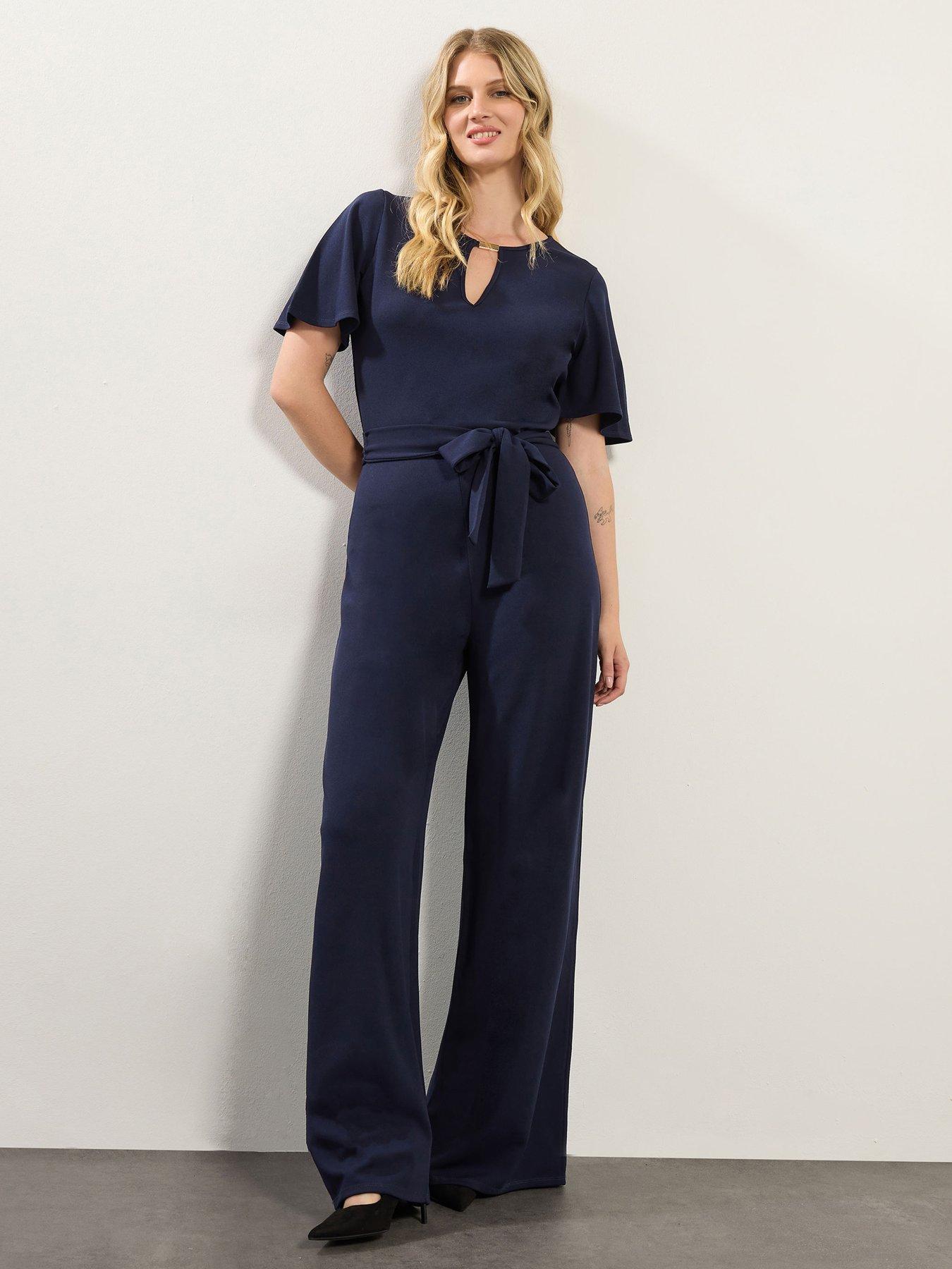 Image 3 of 4 of Long Tall Sally Keyhole Jumpsuit - Blue
