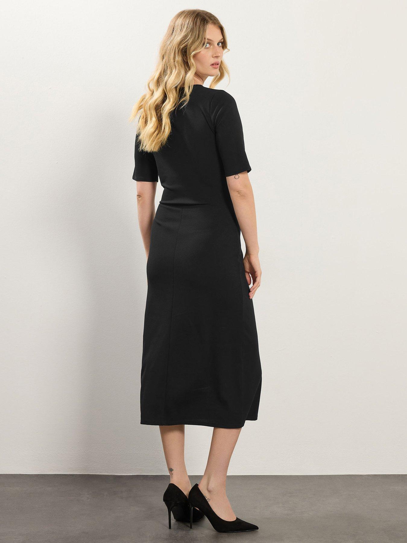 Image 2 of 4 of Long Tall Sally Keyhole Fitted Midi Dress - Black