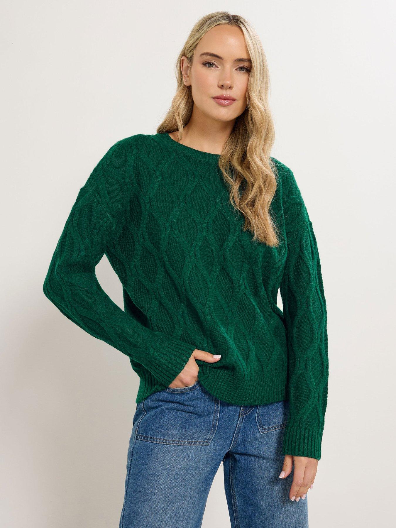 undefined Cable Knit Jumper - Green