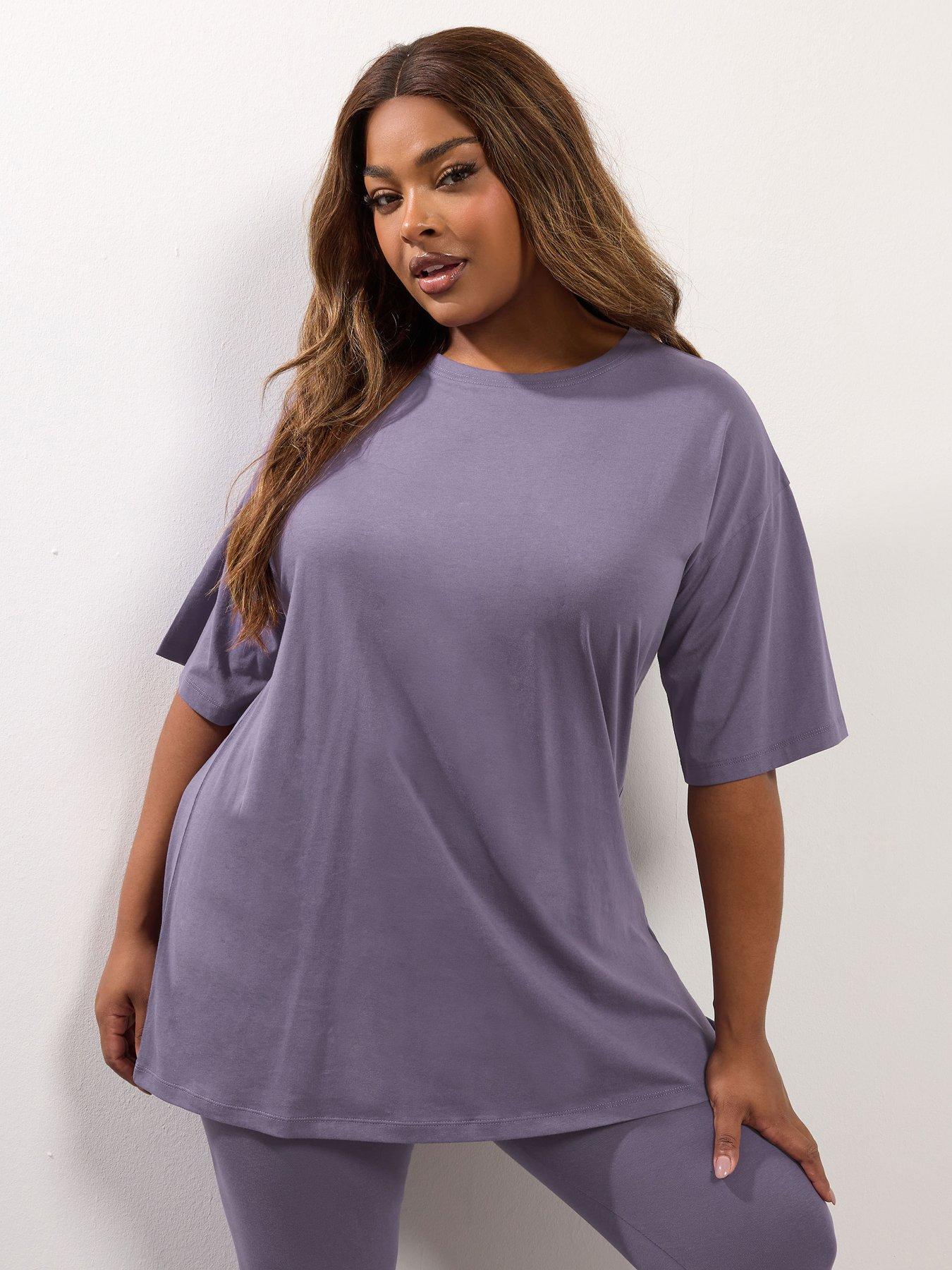 Yours Curve Relaxed Longline Tee - Purple