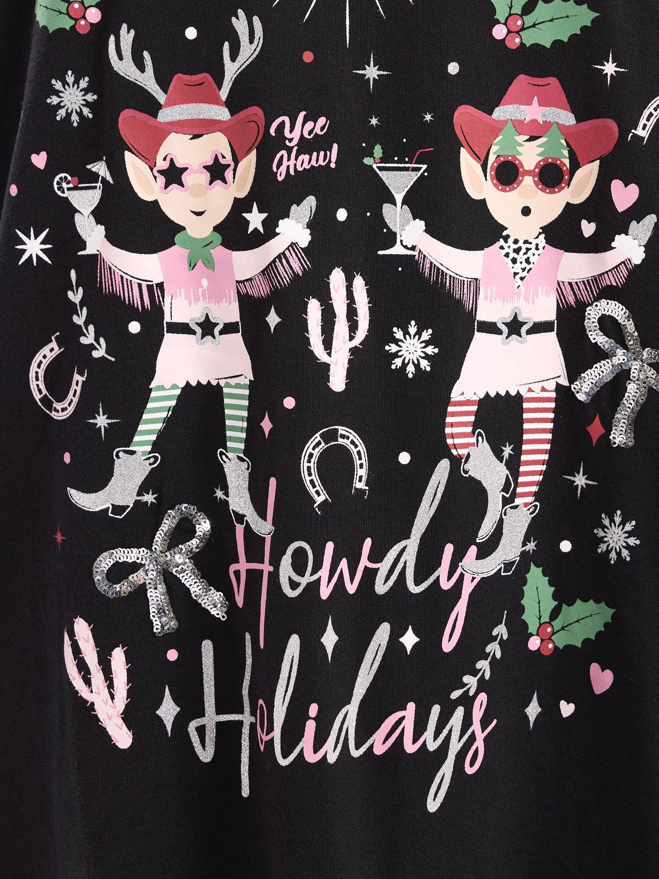 Image 4 of 4 of Yours Curve Short Sleeve Novelty Howdy T-Shirt - Black