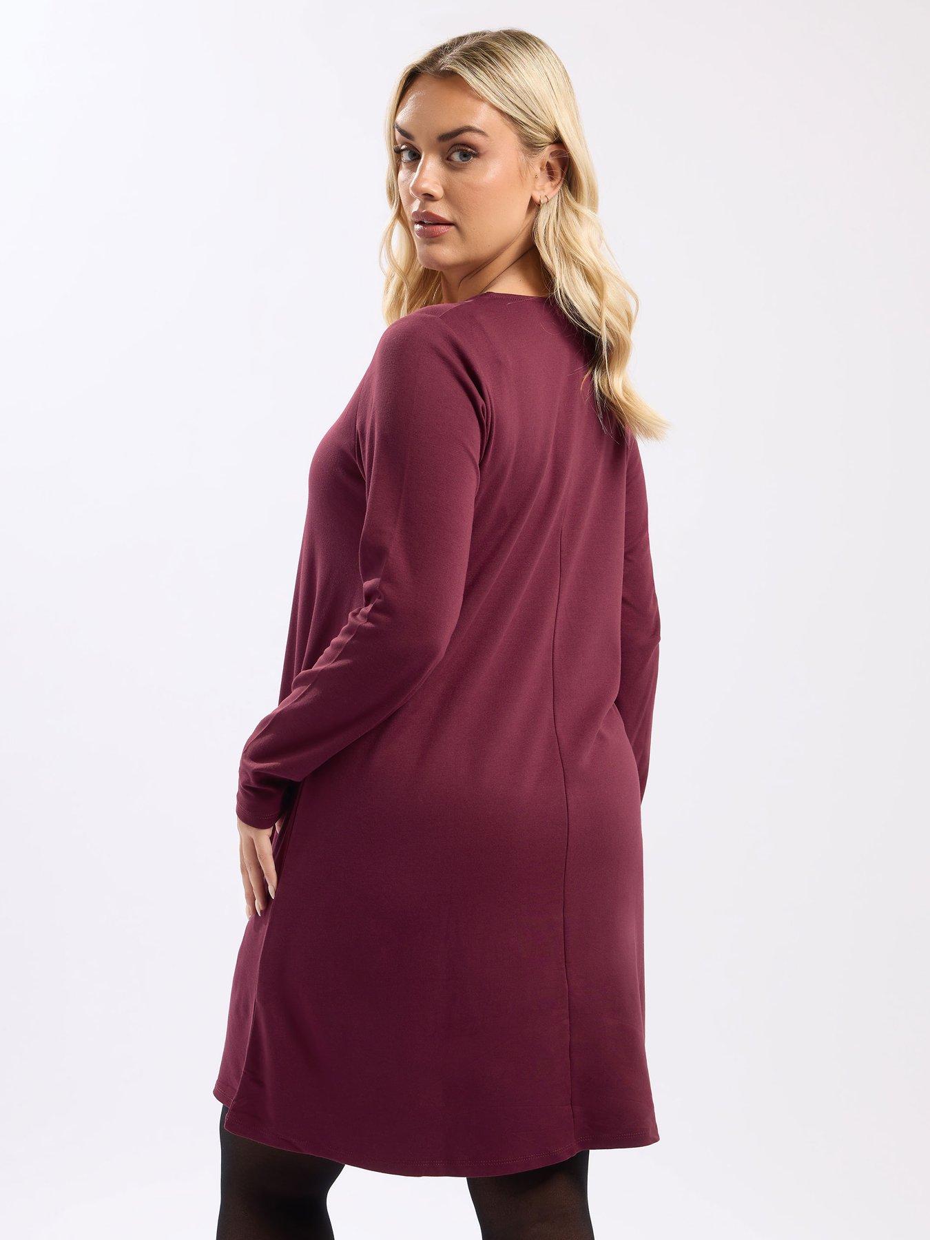 Image 2 of 4 of Yours Curve Ponte Bow A Line Dress - Red