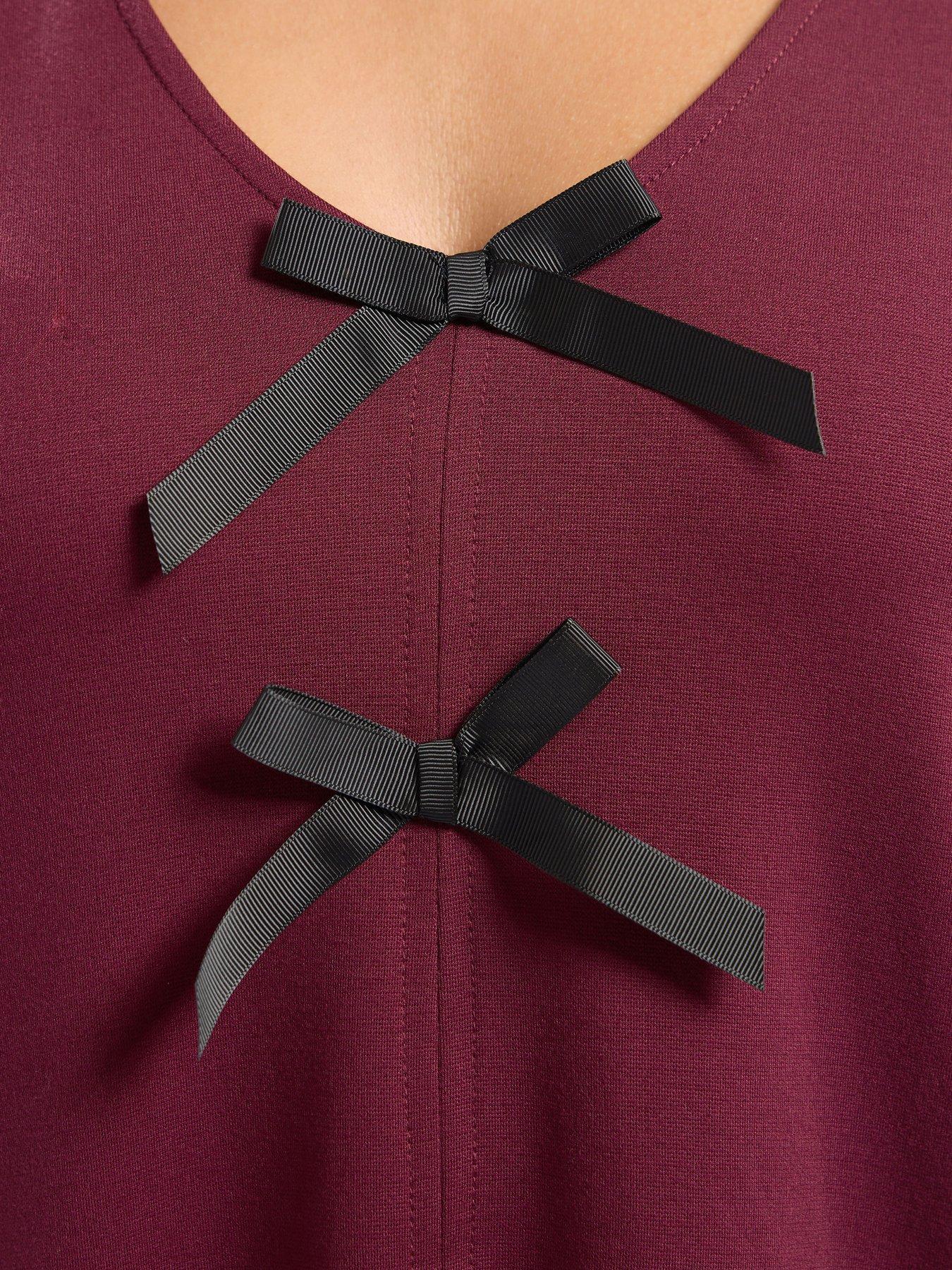 Image 4 of 4 of Yours Curve Ponte Bow A Line Dress - Red